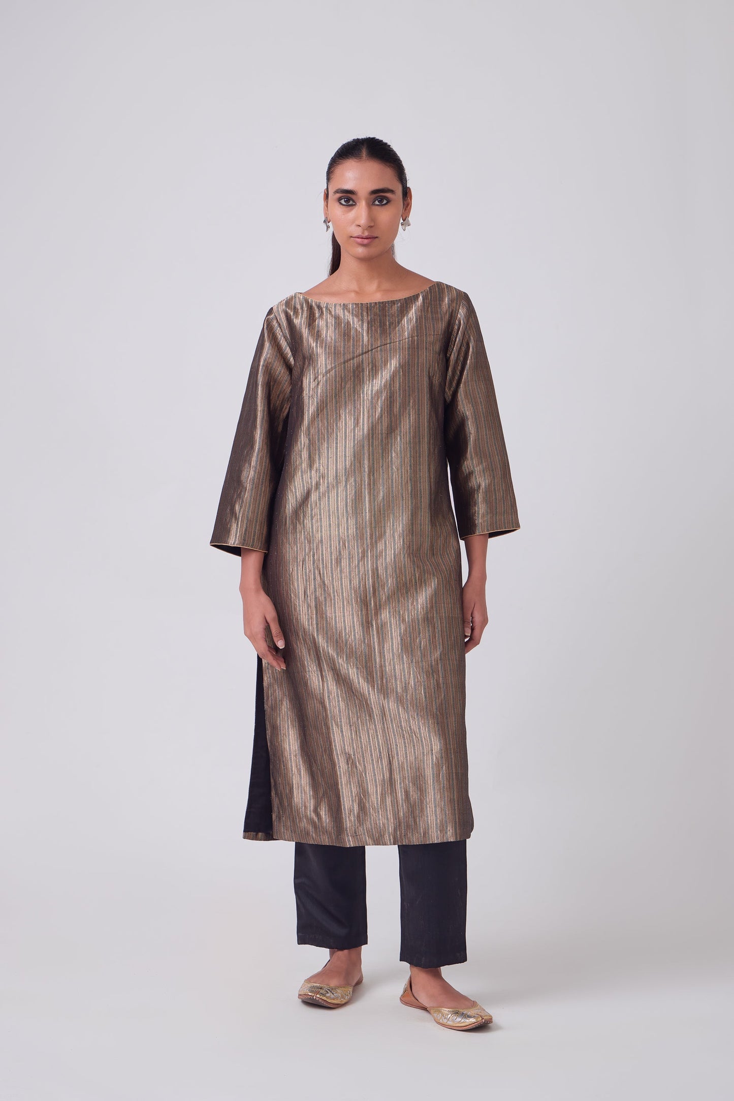 Kurta - Black Silk Brocade
