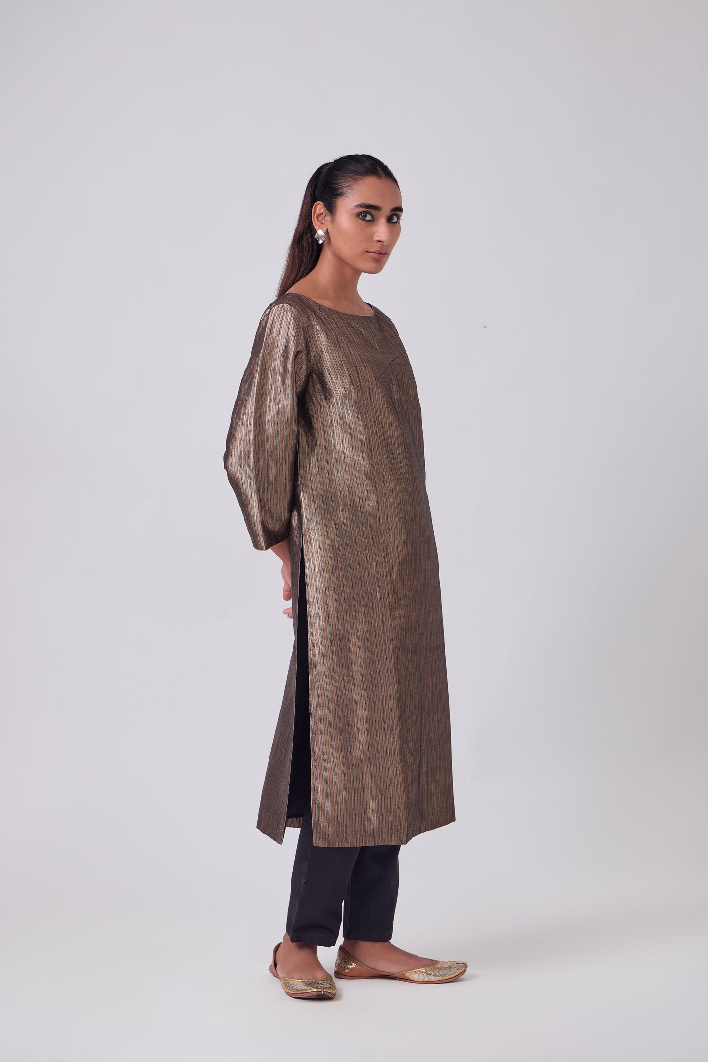 Kurta - Black Silk Brocade