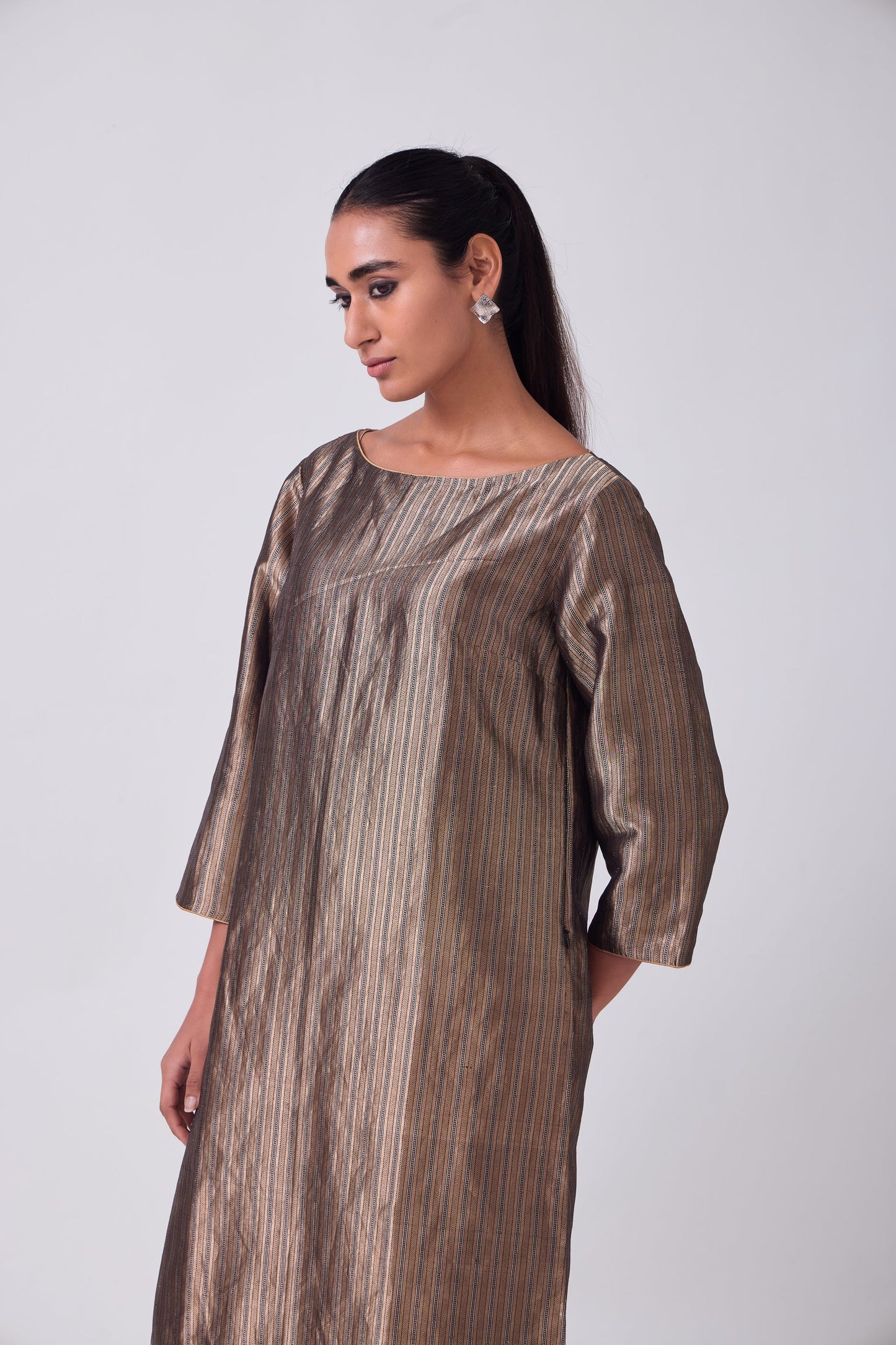 Kurta - Black Silk Brocade