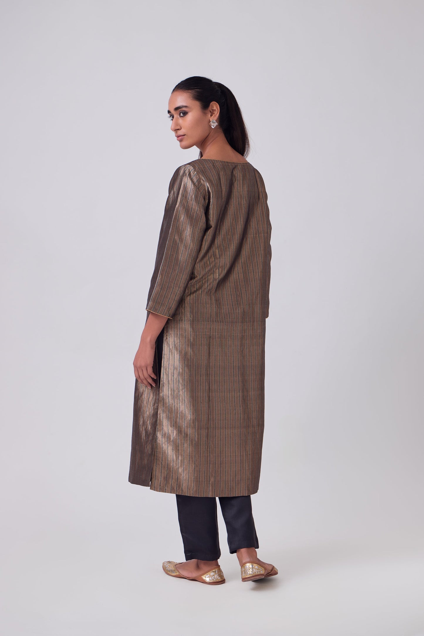 Kurta - Black Silk Brocade