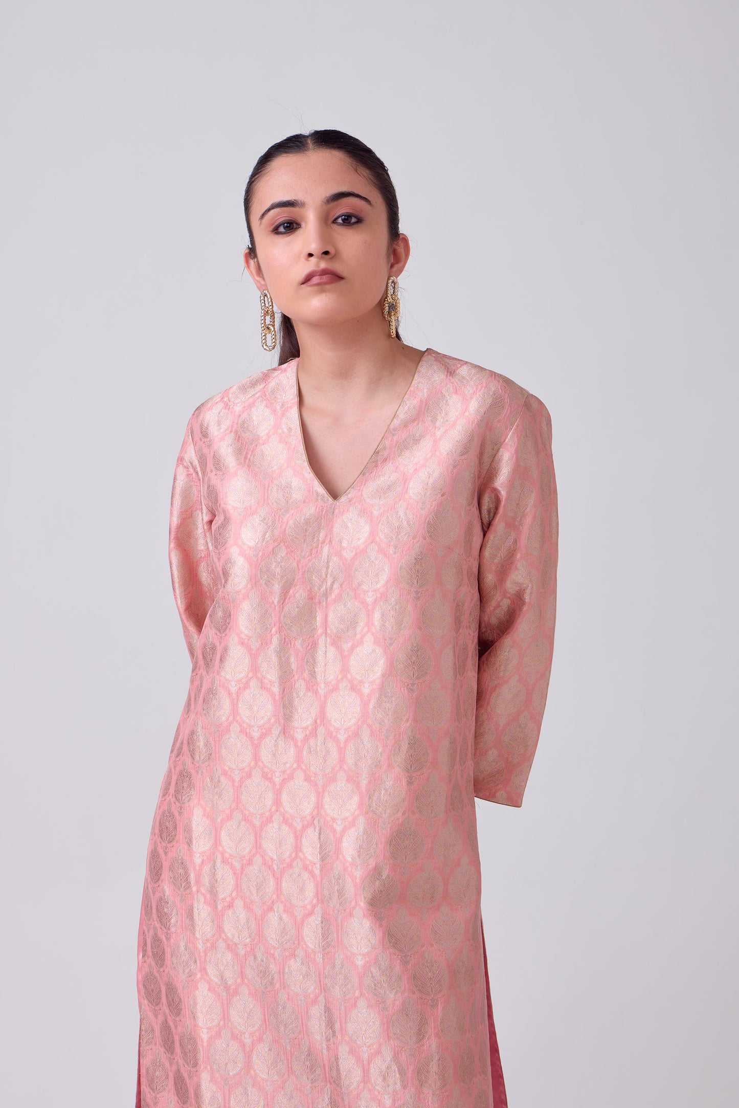 Kurta - Pink Silk Brocade