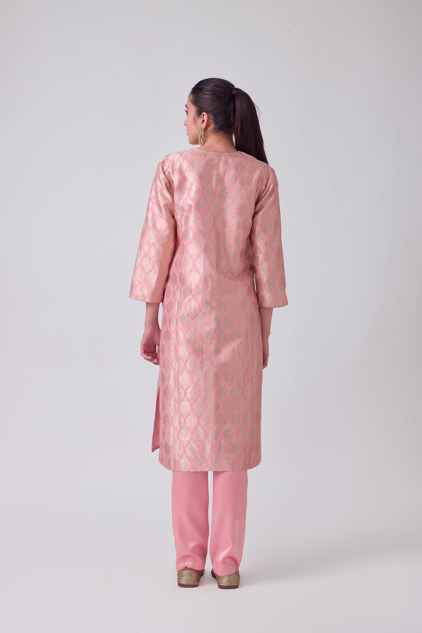 Kurta - Pink Silk Brocade