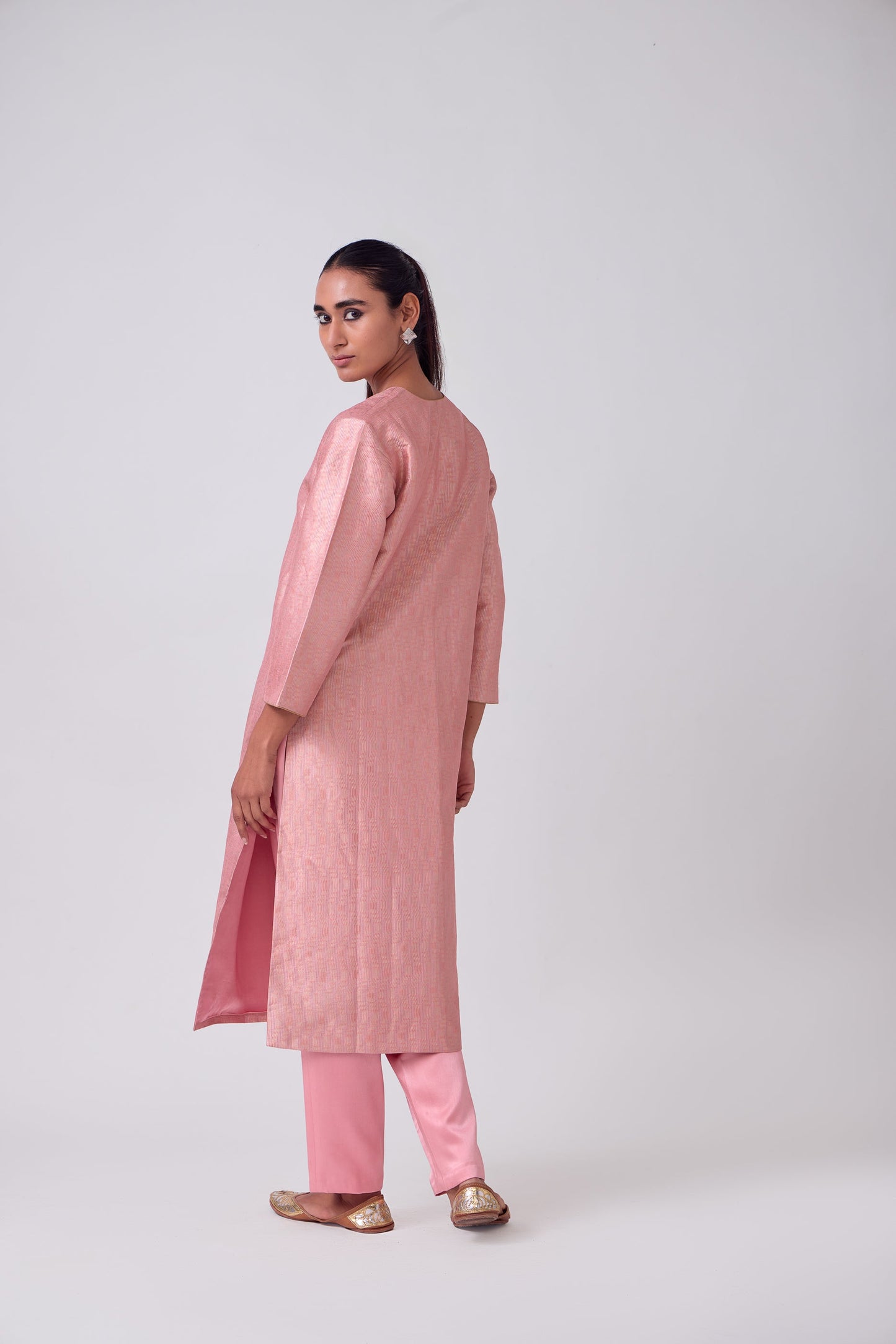 Kurta - Pink Silk Brocade