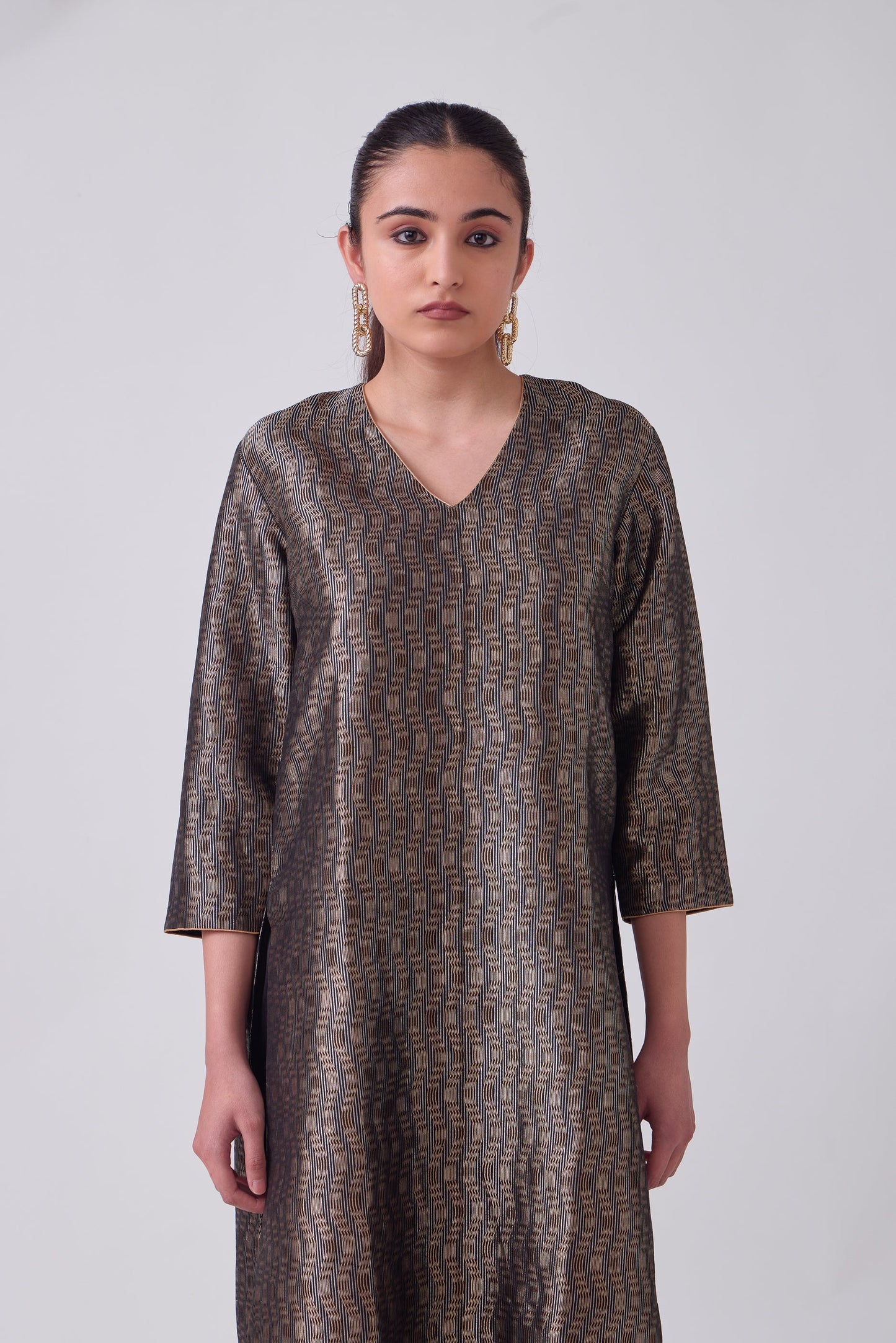 Kurta - Black Silk Brocade