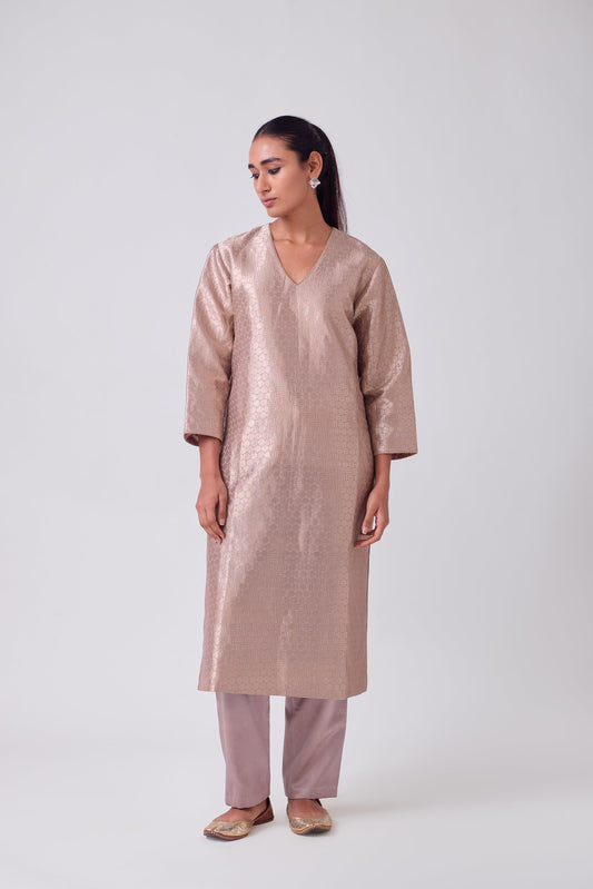 Kurta - Mauve Silk Brocade