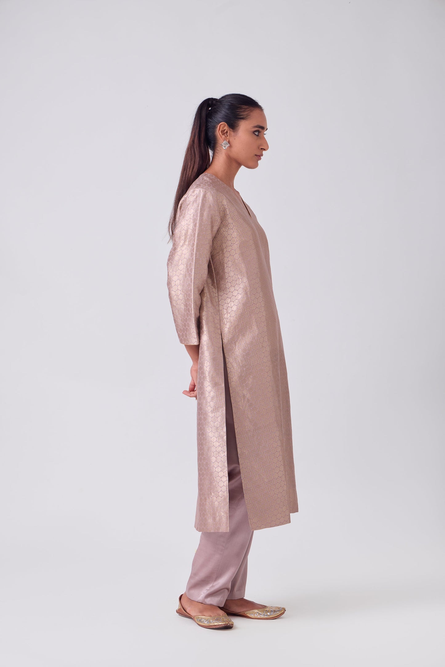Kurta - Mauve Silk Brocade