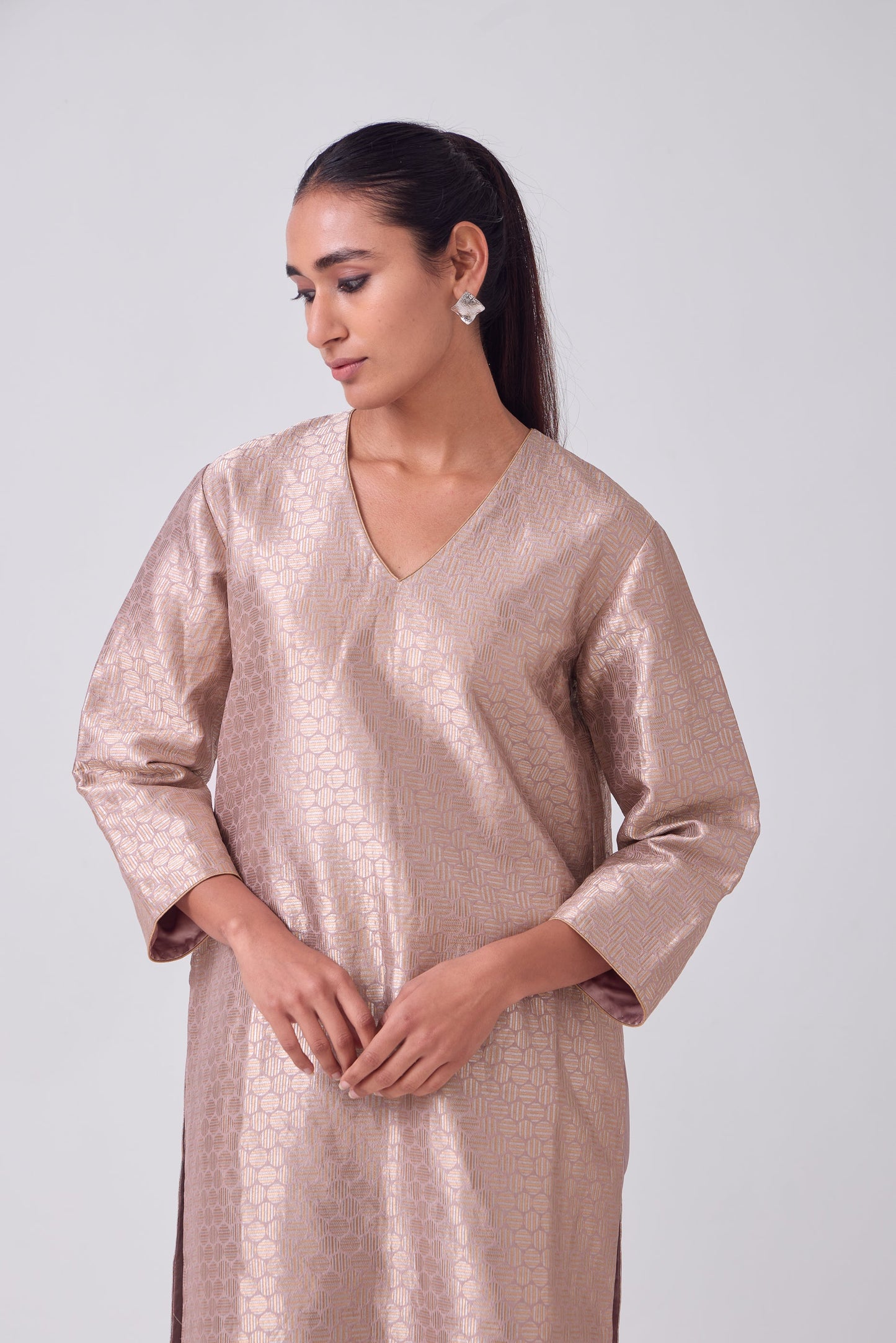 Kurta - Mauve Silk Brocade