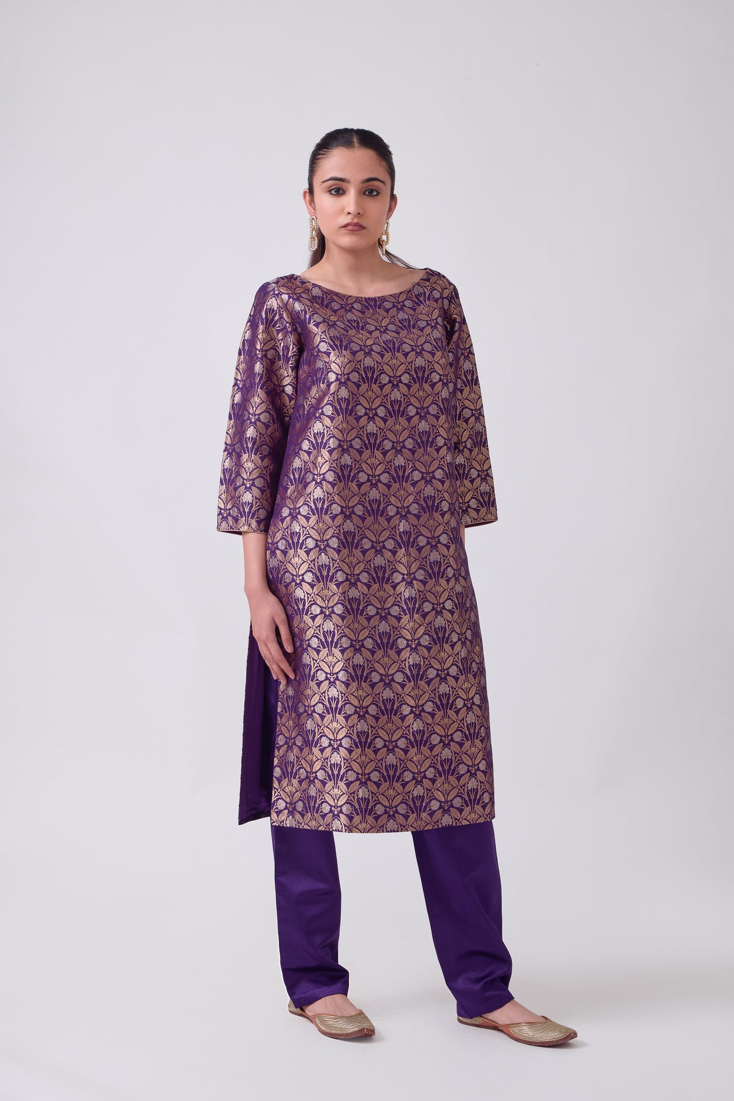 Kurta - Purple Silk Brocade