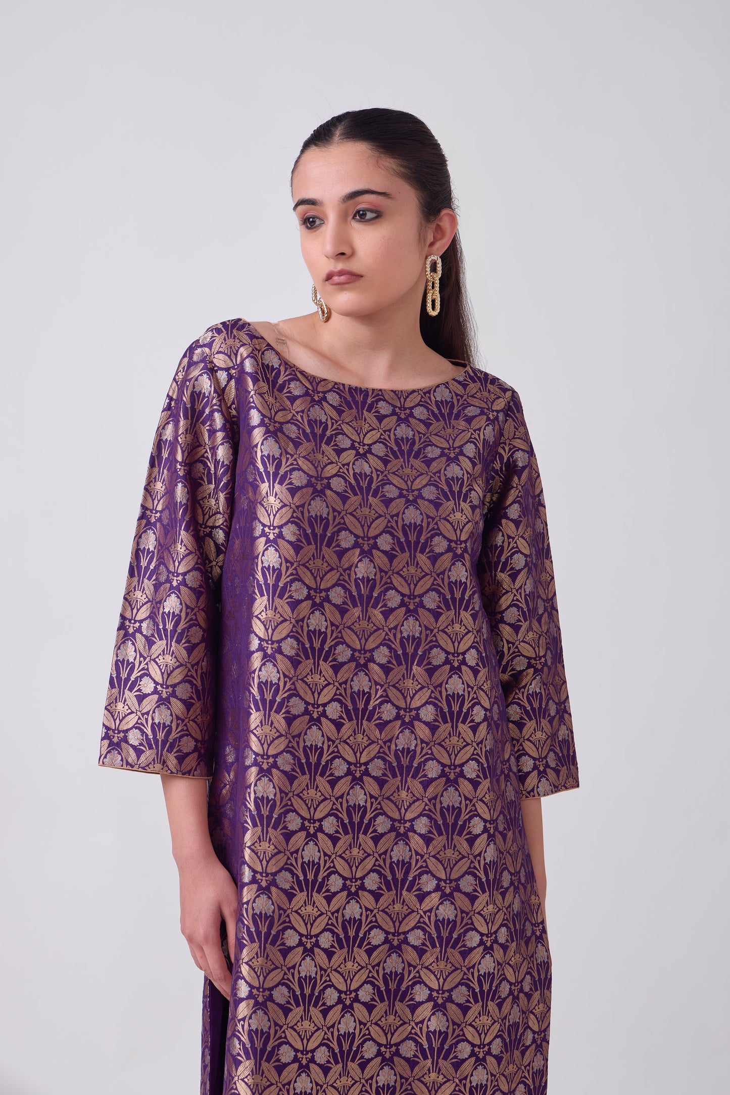 Kurta - Purple Silk Brocade