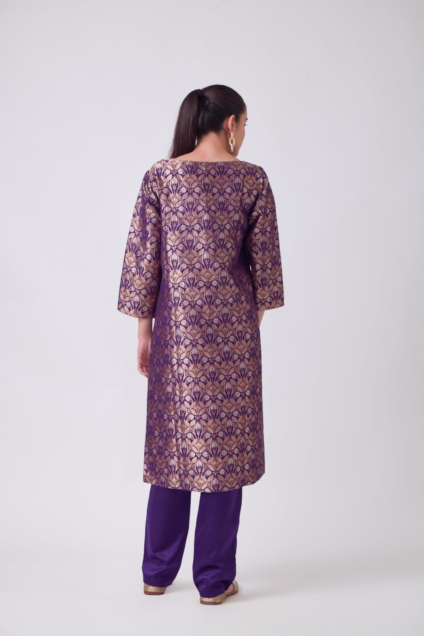 Kurta - Purple Silk Brocade