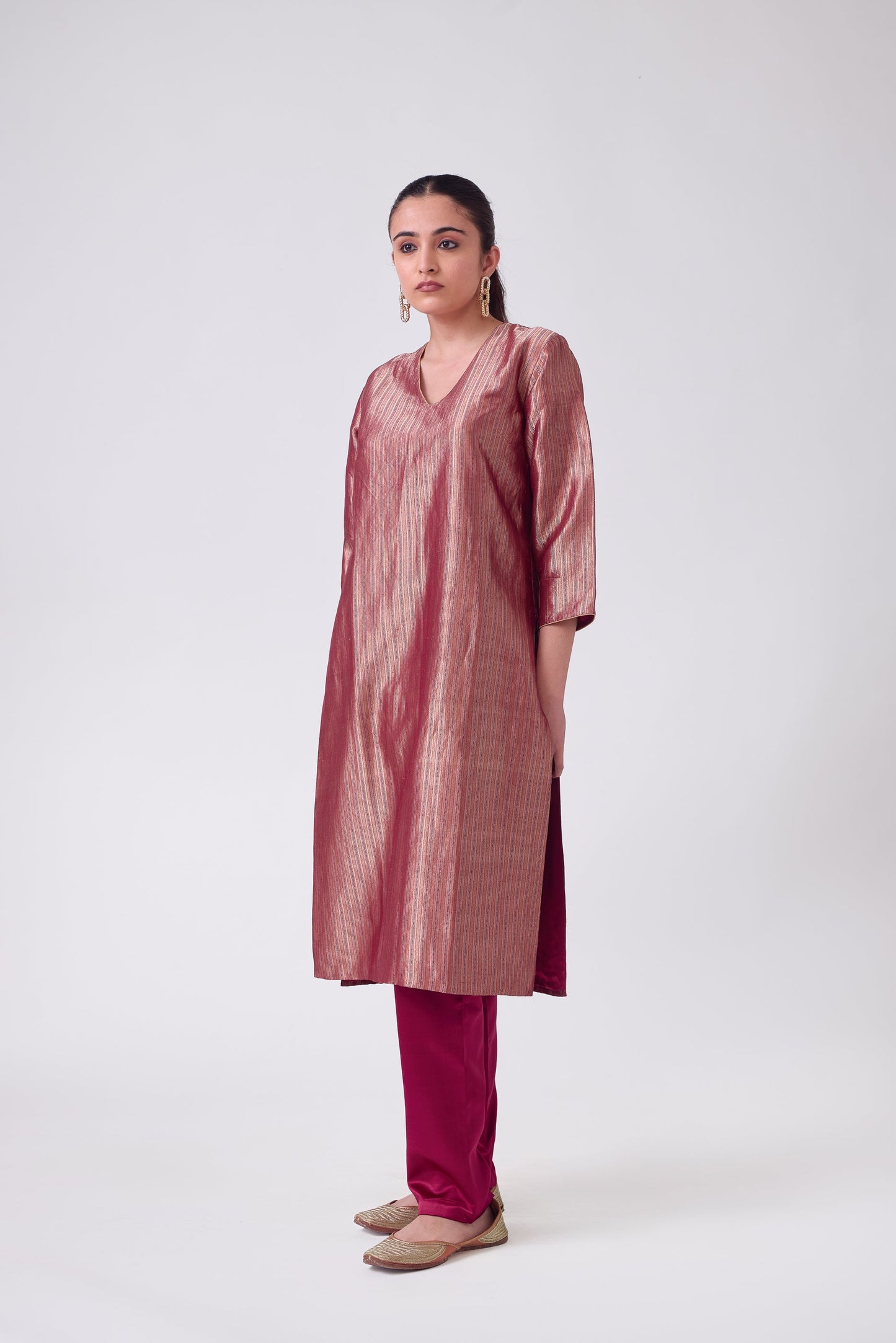 Kurta - Red Silk Brocade