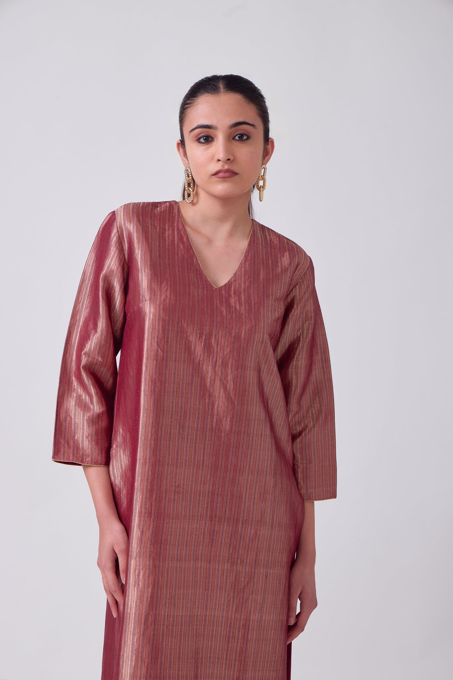 Kurta - Red Silk Brocade