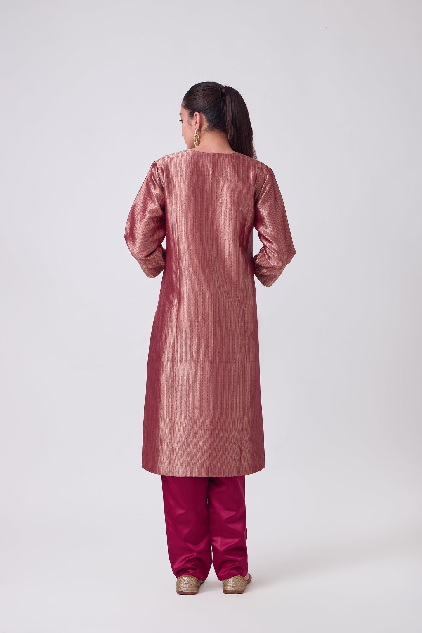 Kurta - Red Silk Brocade