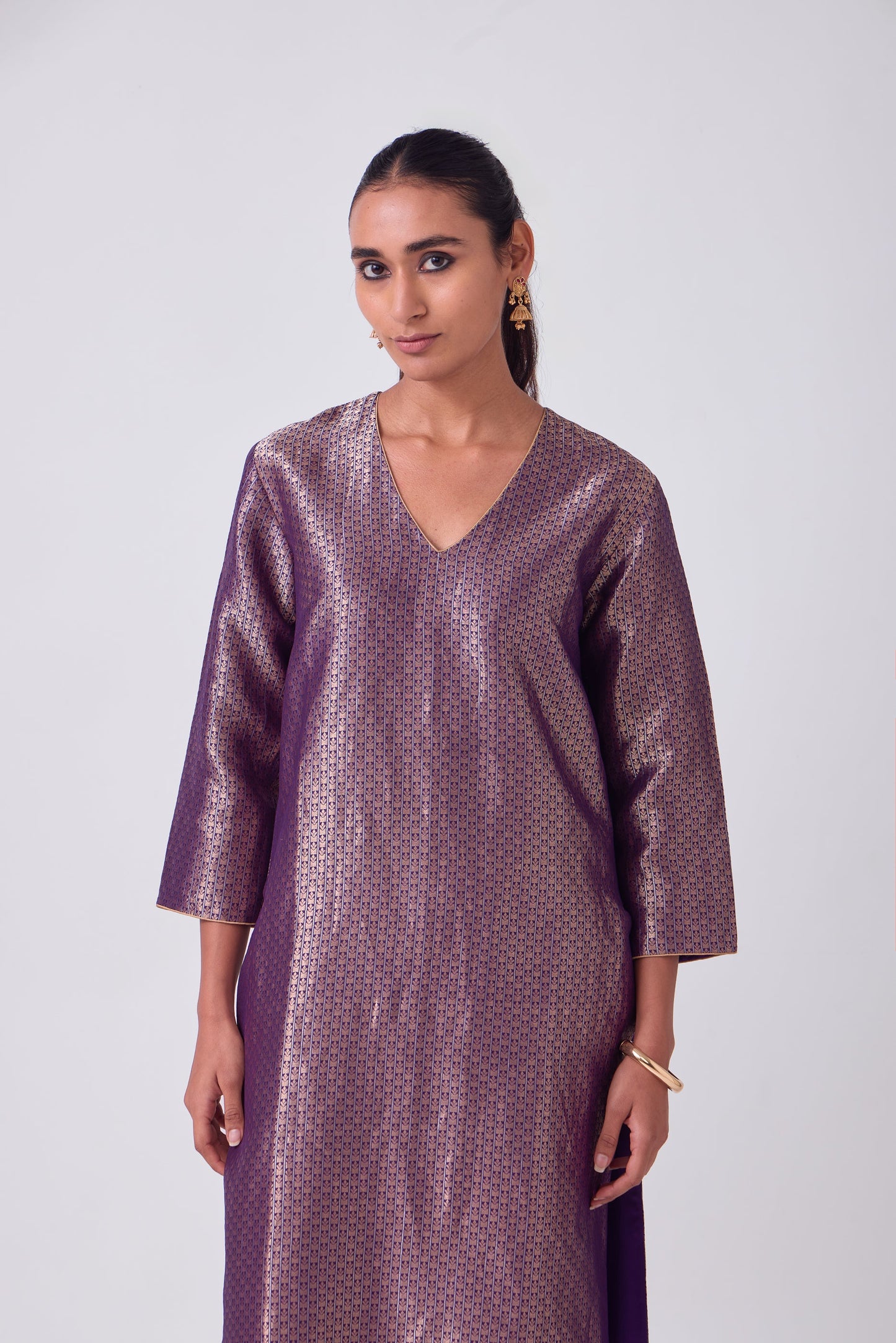 Kurta - Purple Silk Brocade