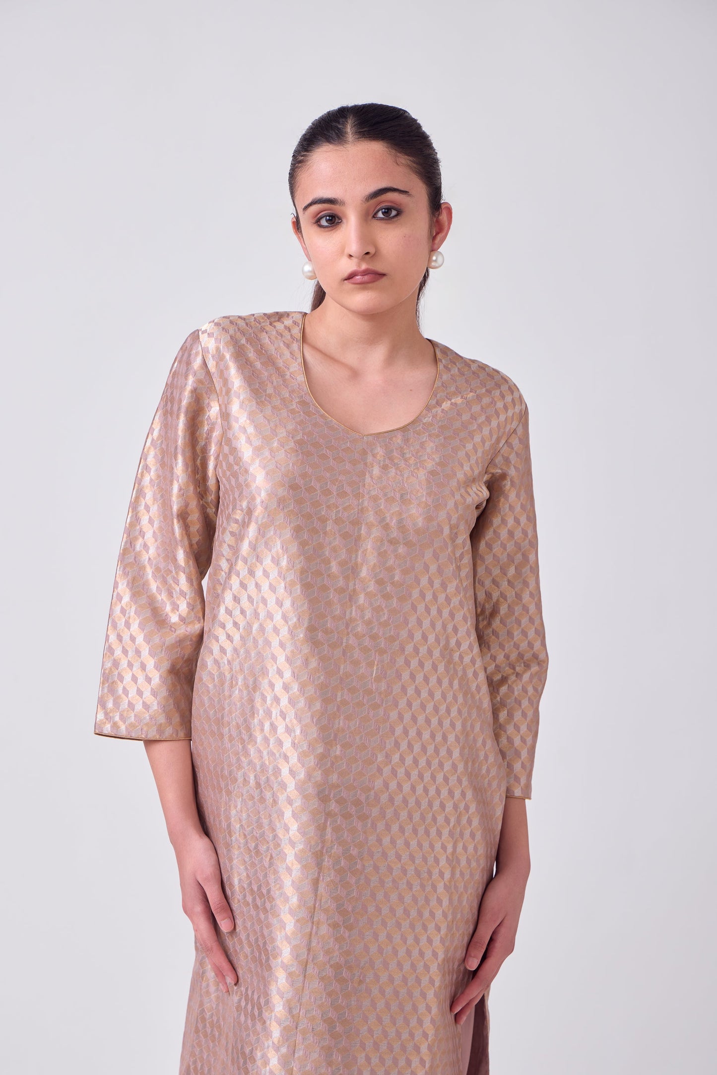 Kurta - Mauve Silk Brocade