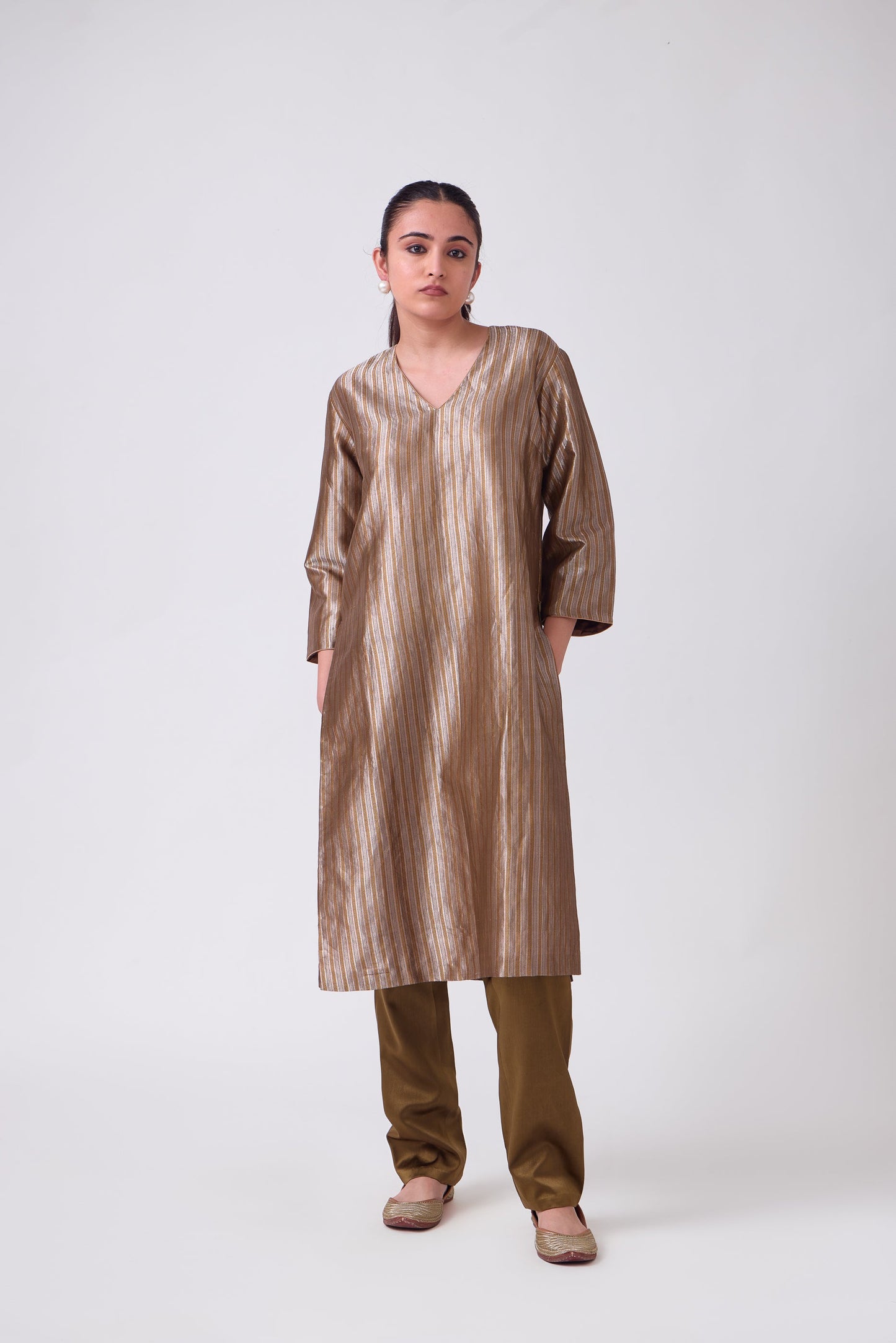 Kurta - Brown Silk Brocade