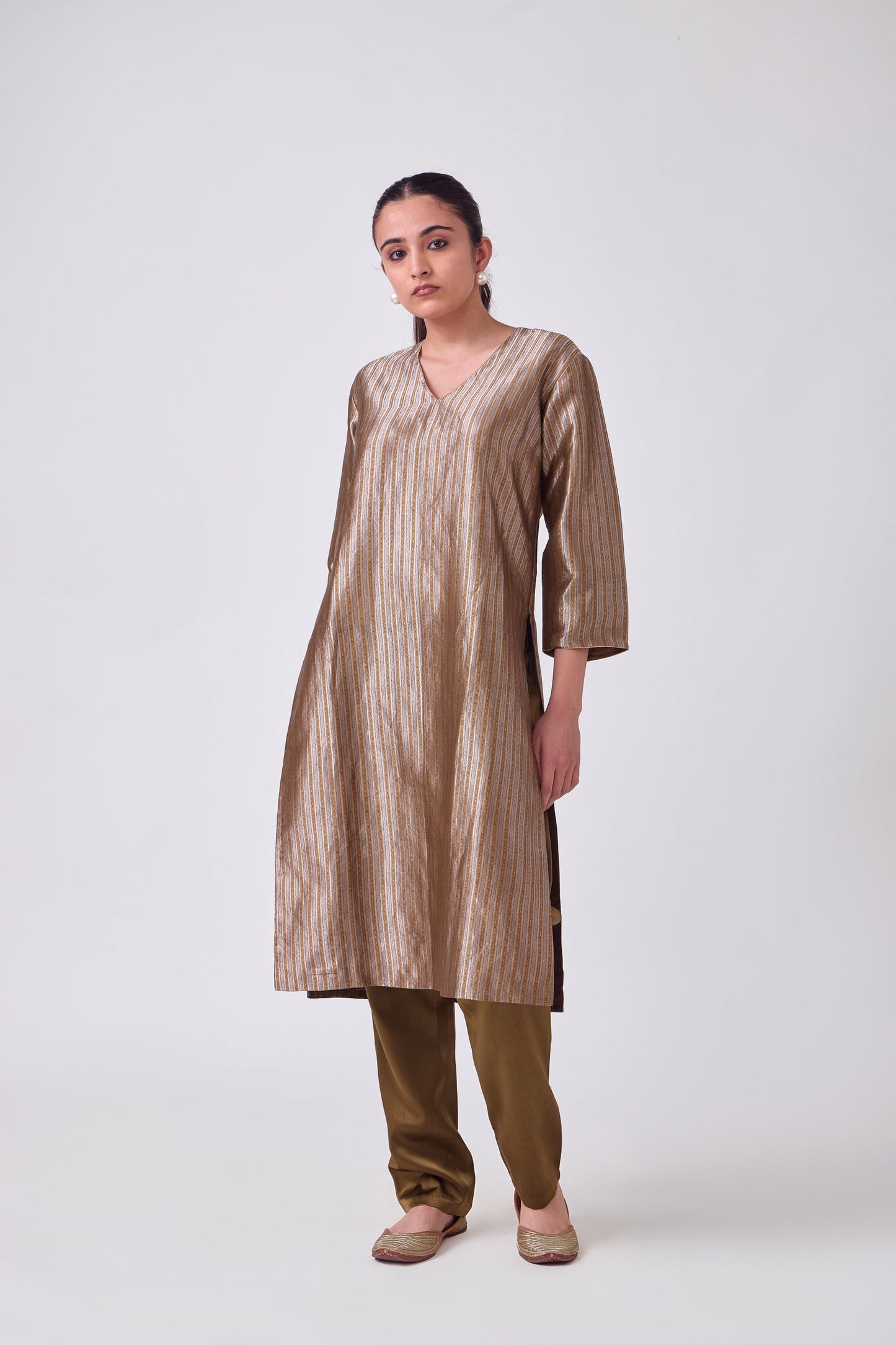 Kurta - Brown Silk Brocade