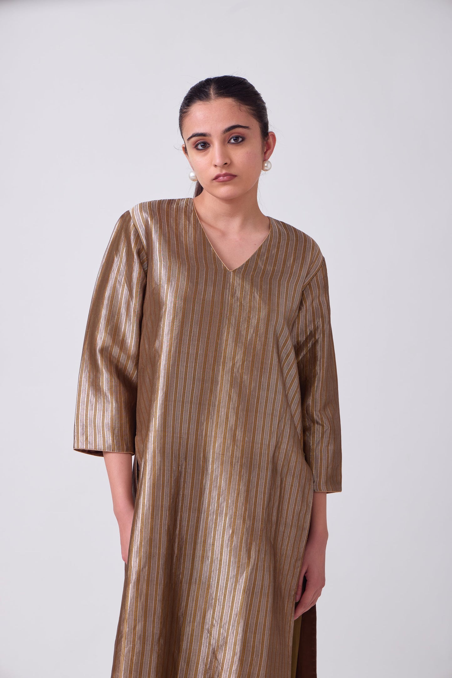 Kurta - Brown Silk Brocade