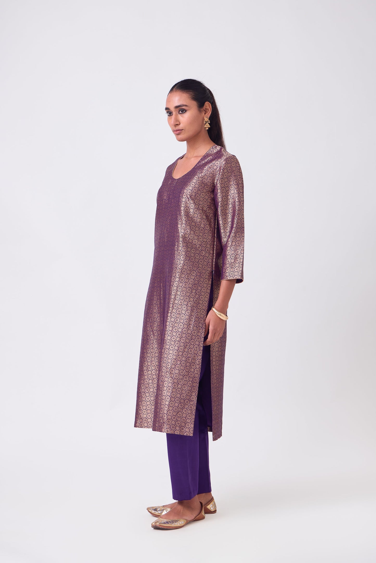 Kurta - Purple Silk Brocade