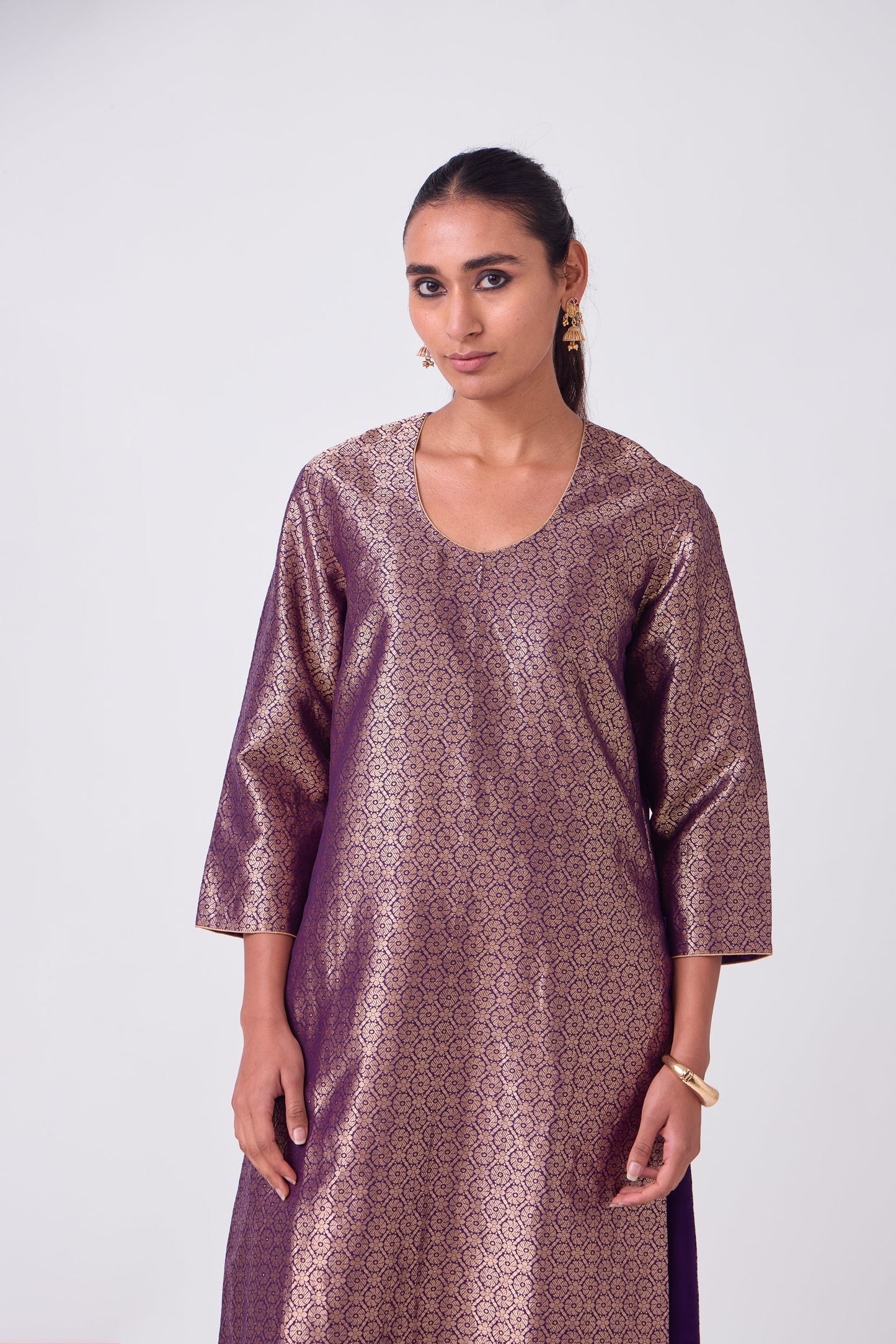 Kurta - Purple Silk Brocade