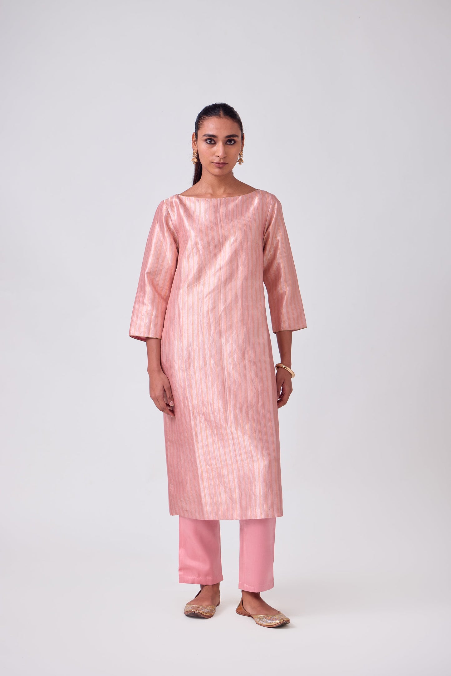 Kurta - Pink Silk Brocade