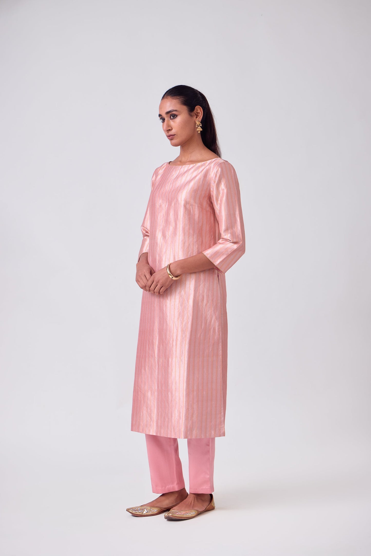 Kurta - Pink Silk Brocade