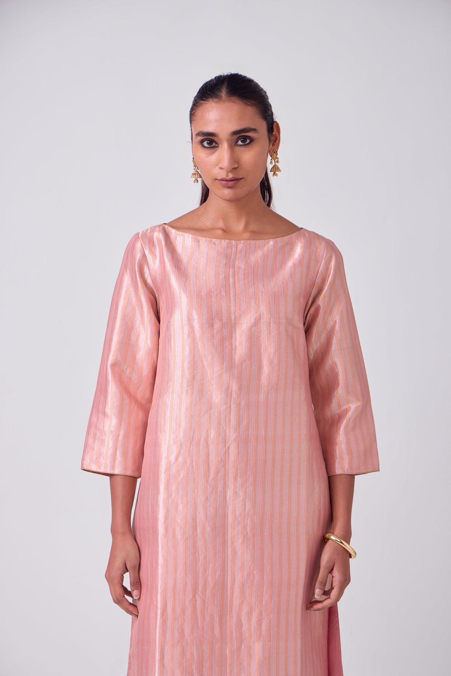 Kurta - Pink Silk Brocade