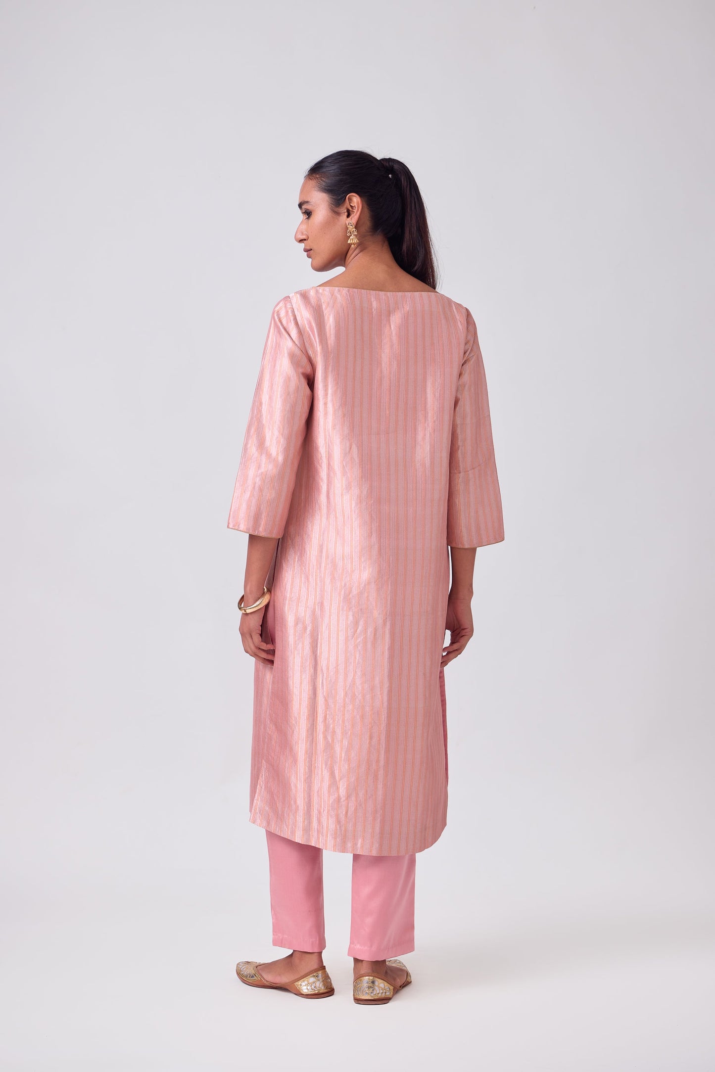 Kurta - Pink Silk Brocade