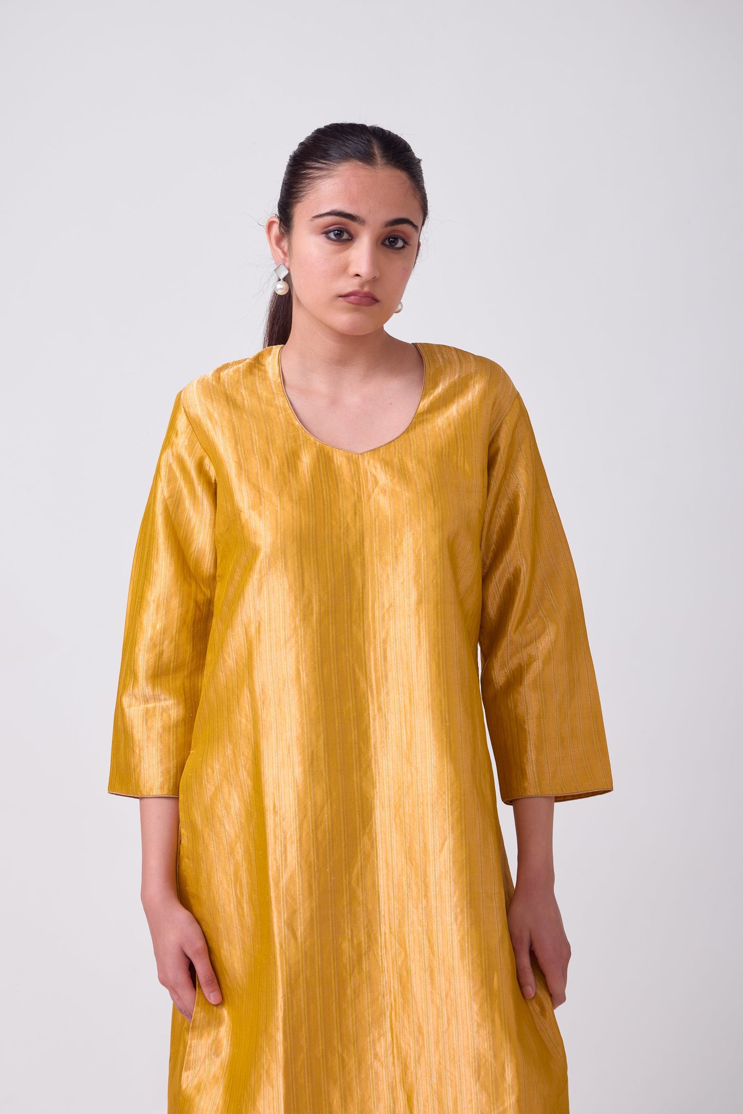 Kurta - Mustard Silk Brocade