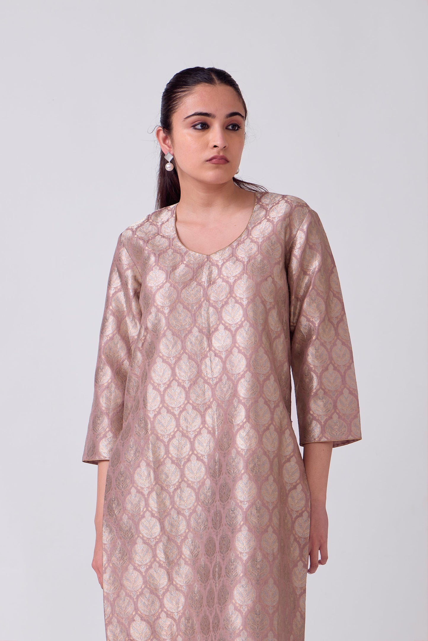 Kurta - Mauve Silk Brocade