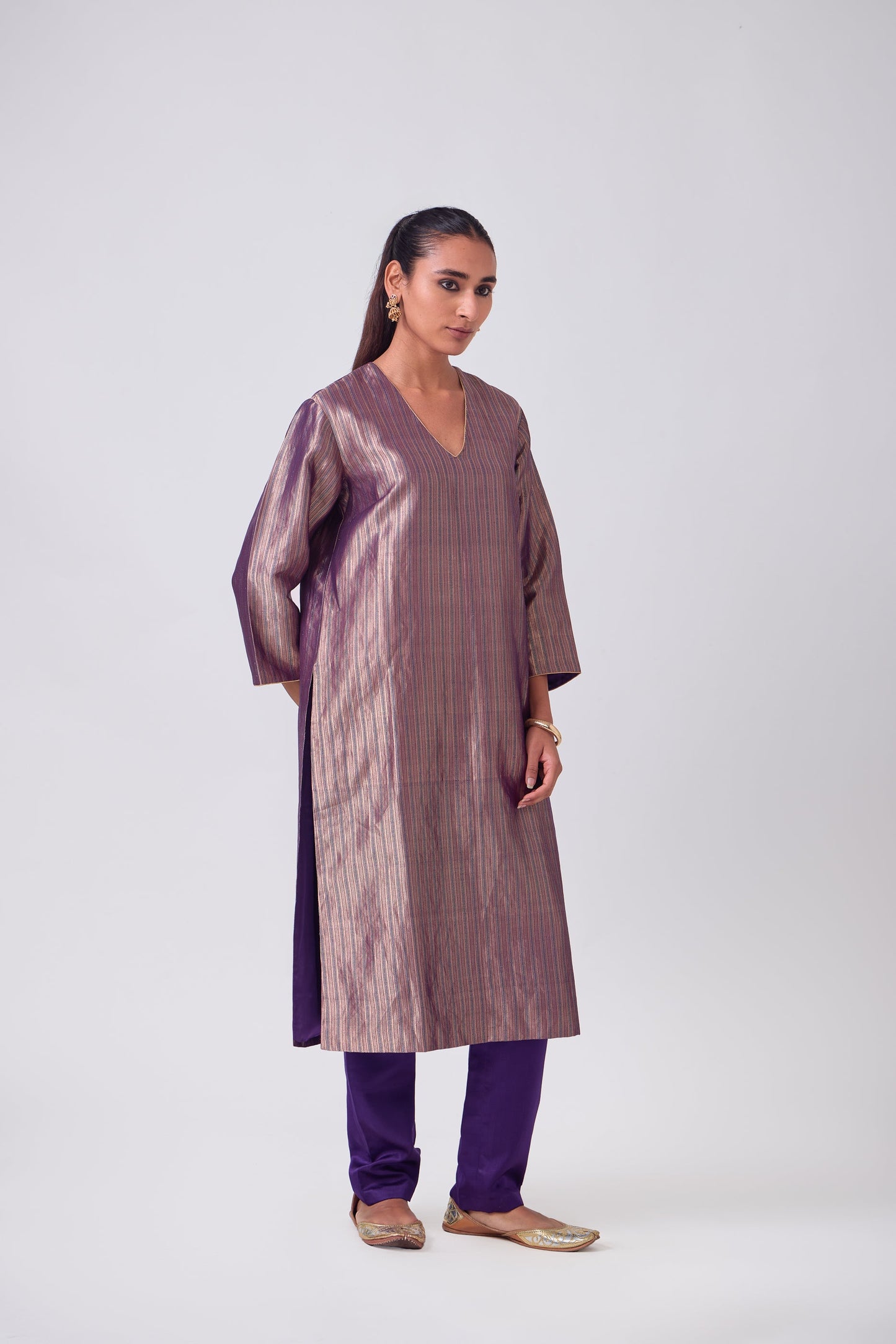 Kurta - Purple Silk Brocade