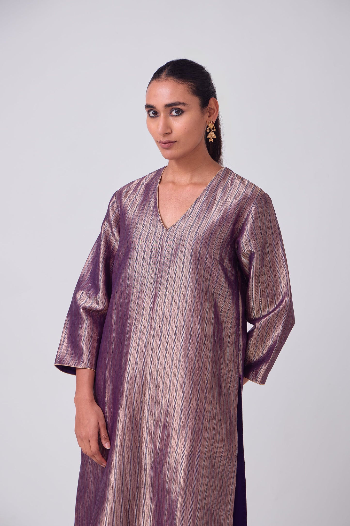 Kurta - Purple Silk Brocade