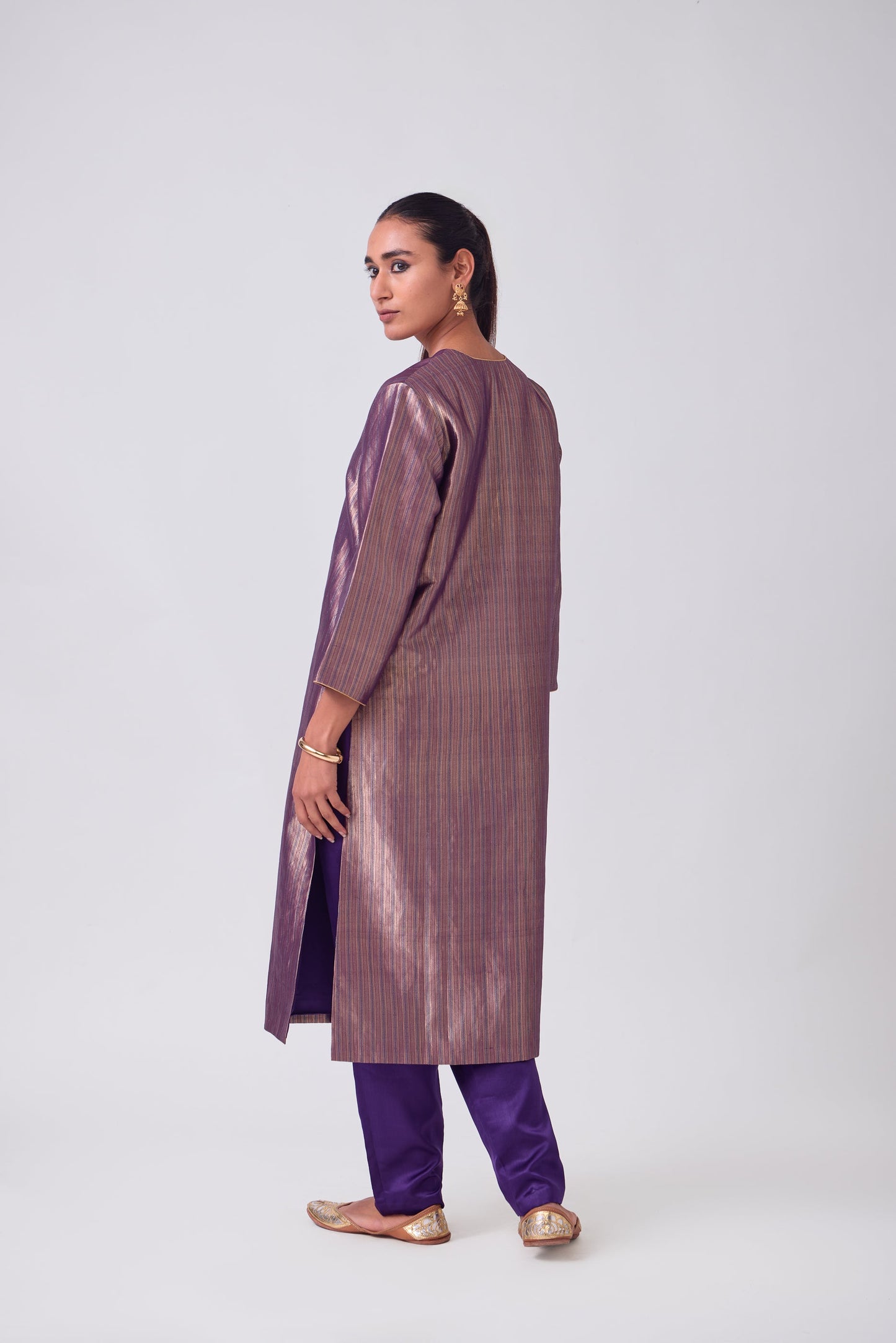 Kurta - Purple Silk Brocade