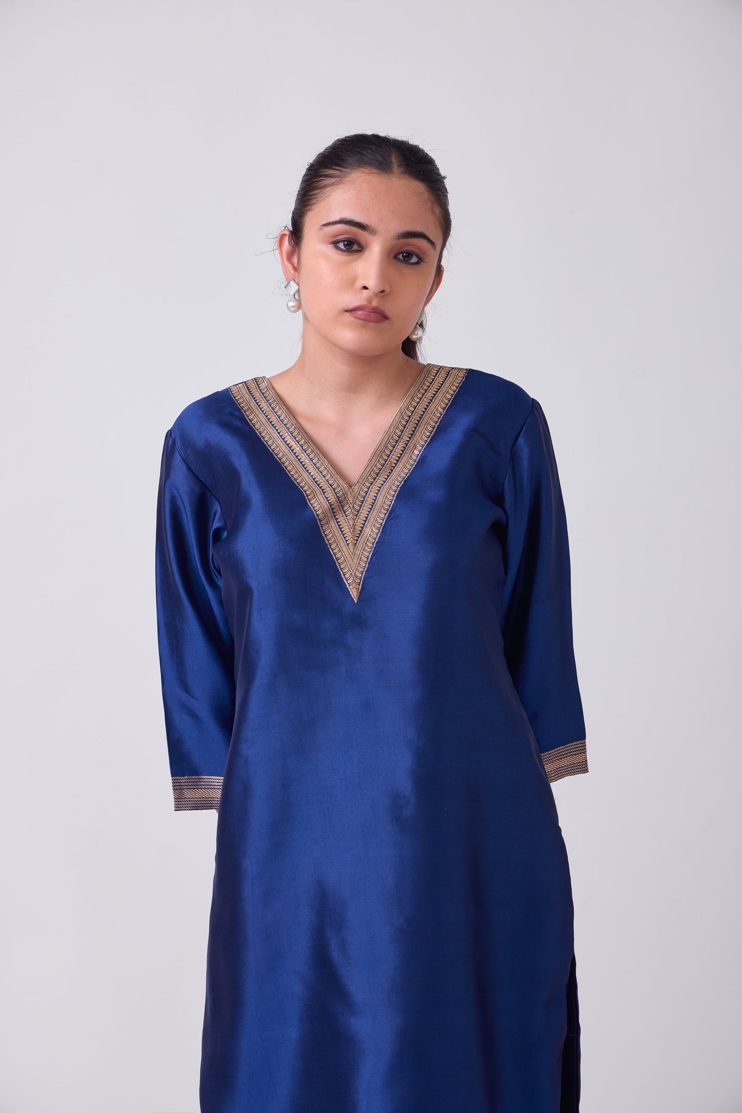 Kurta - Blue plain kurta set