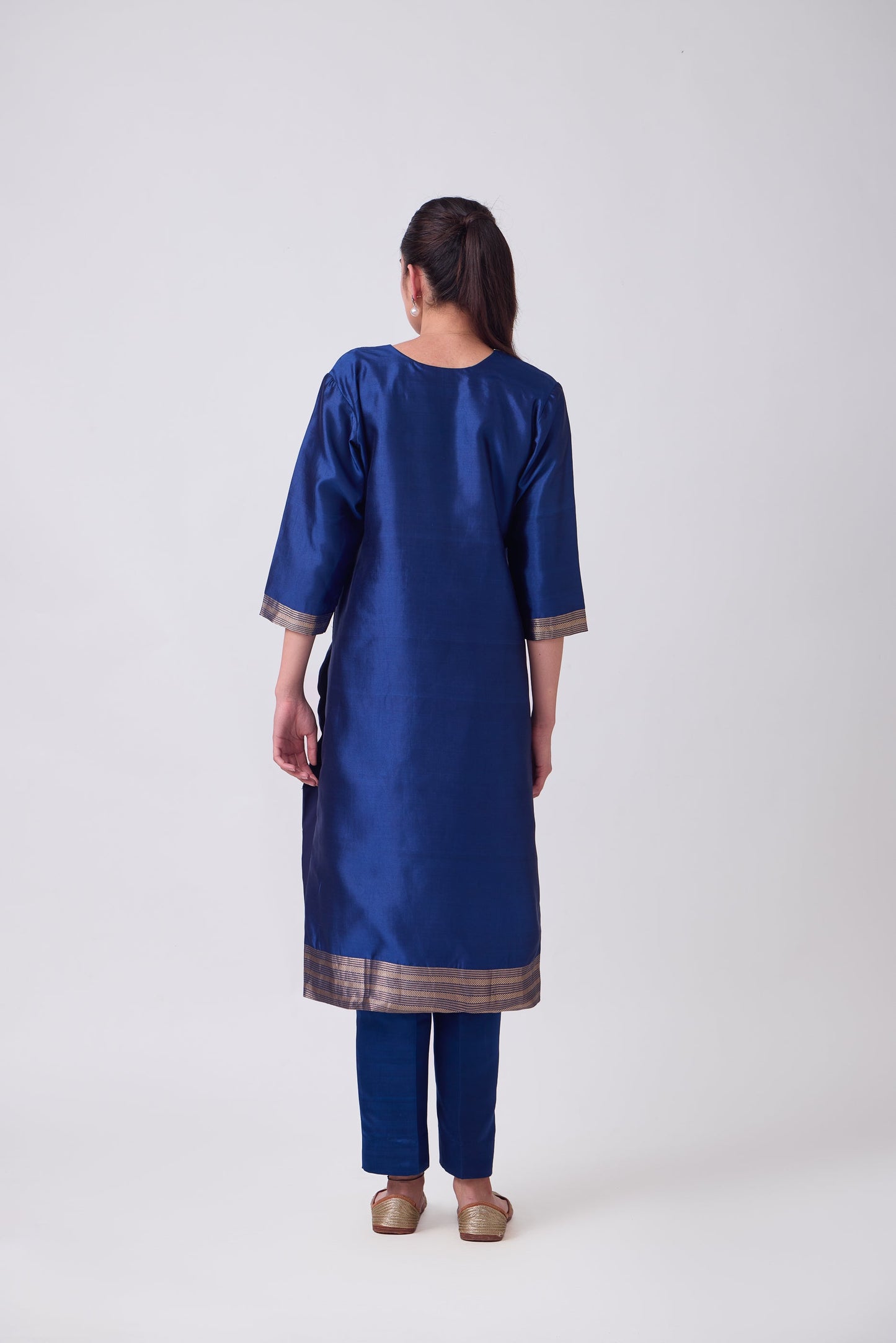 Kurta - Blue plain kurta set