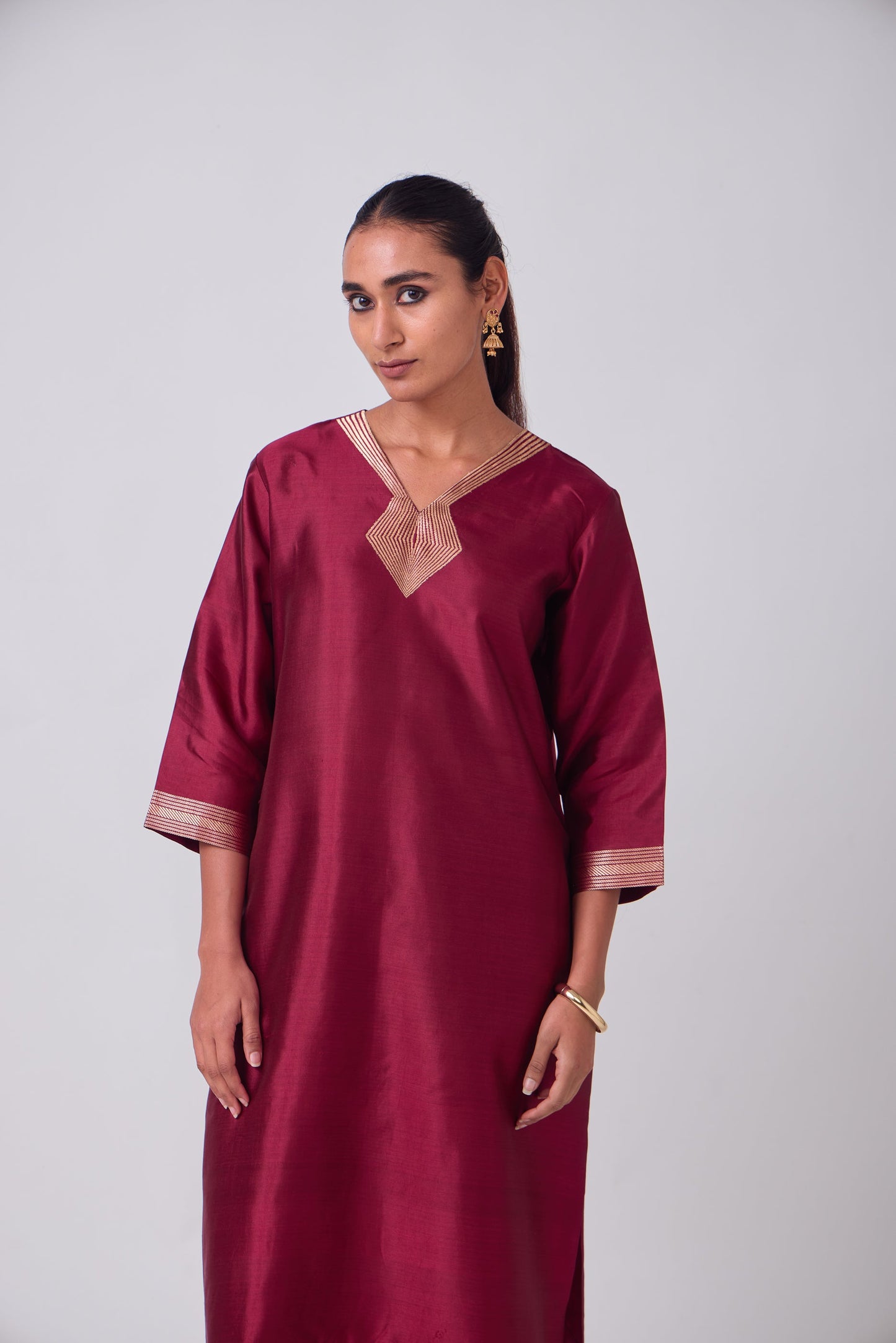 Kurta - Red plain kurta set