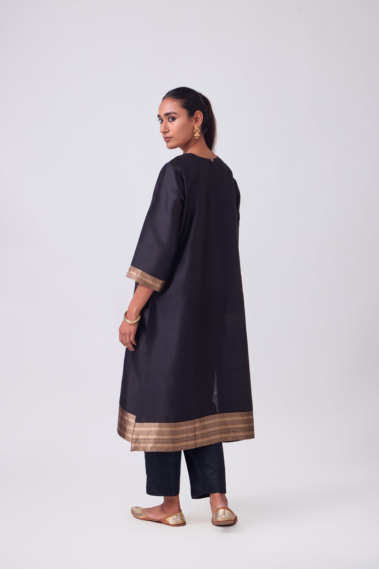 Kurta - Black plain kurta set
