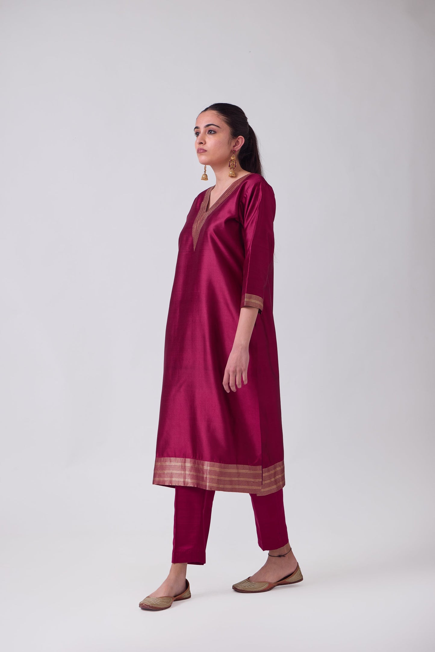 Kurta - Red plain kurta set