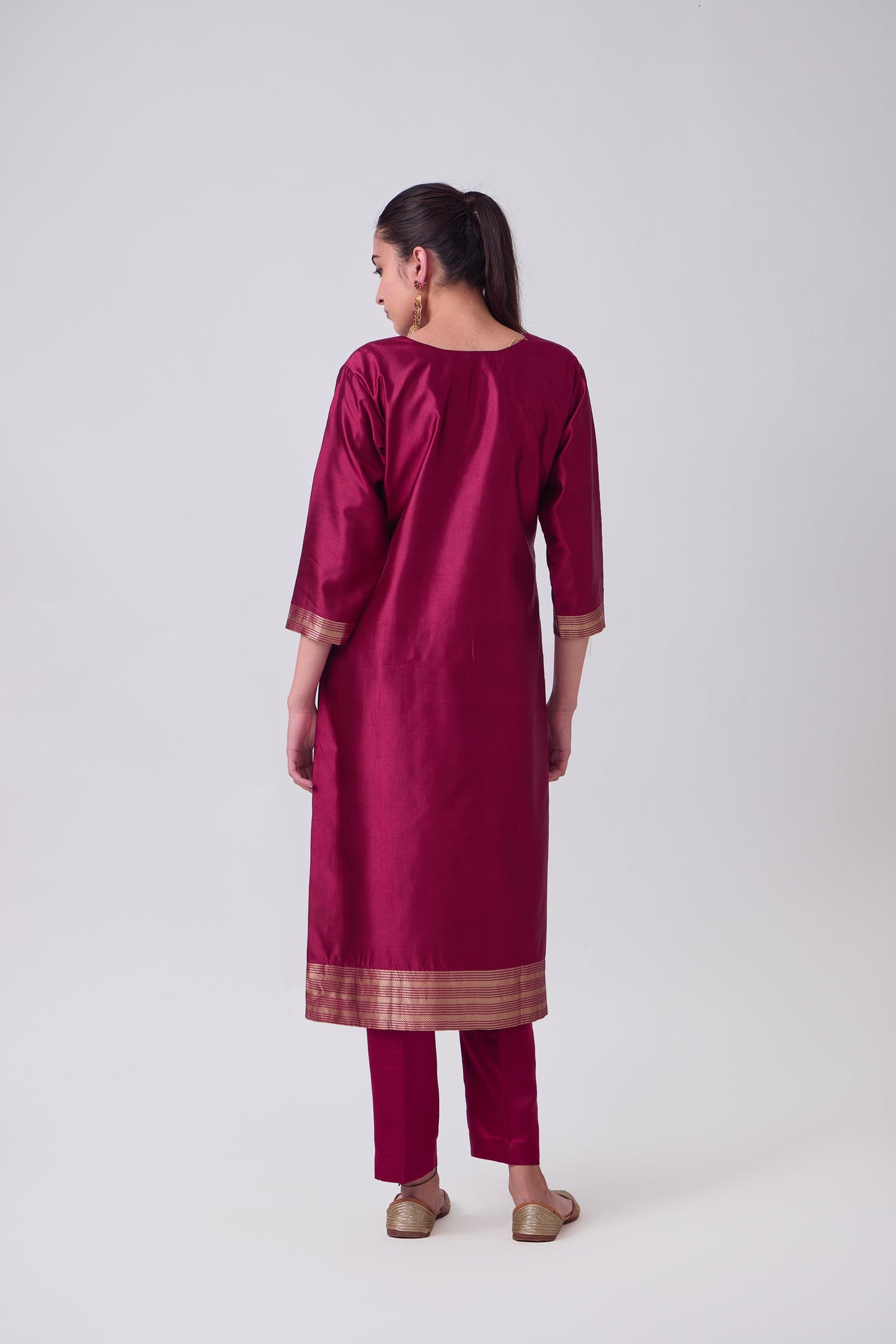 Kurta - Red plain kurta set