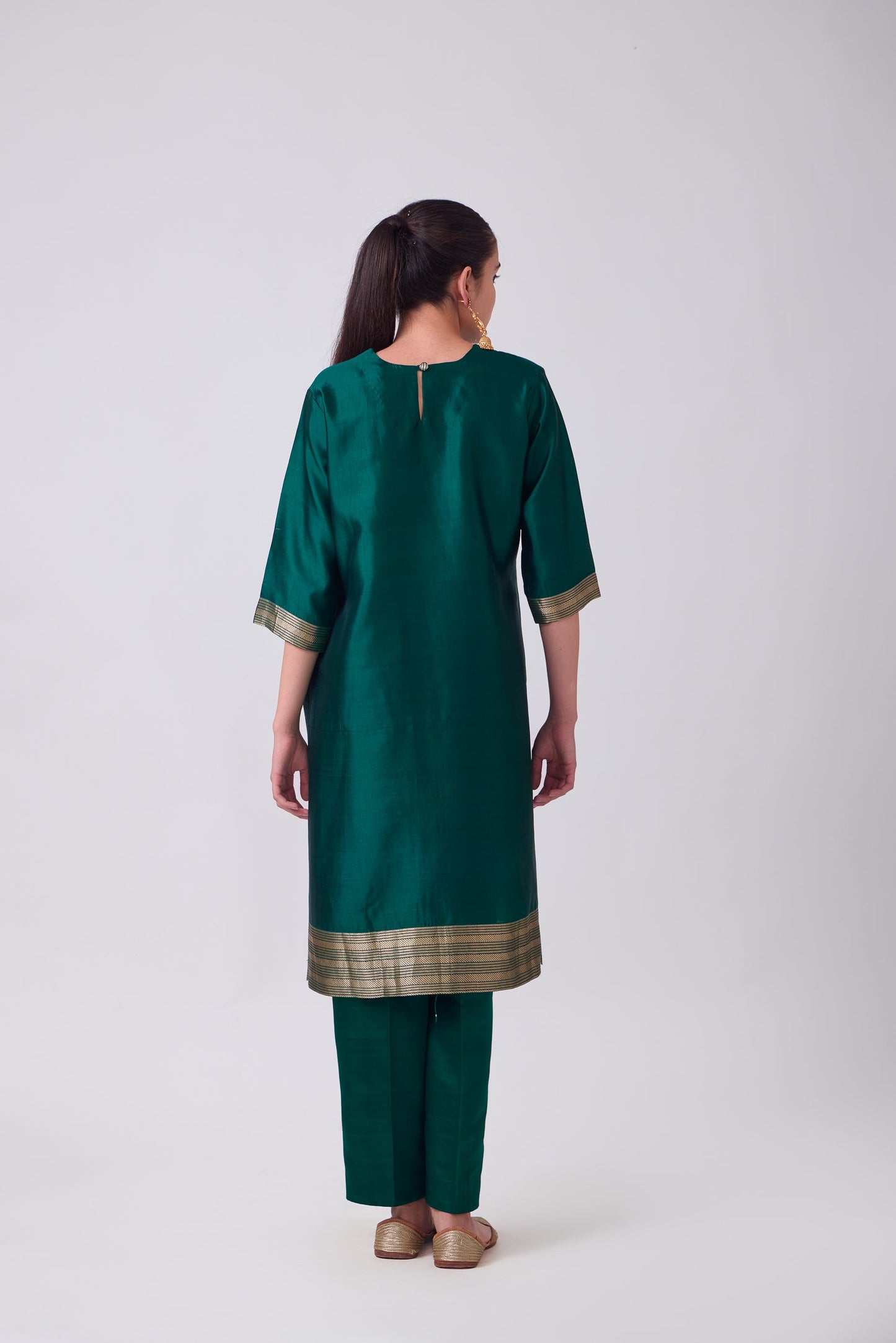 Kurta - Green plain kurta set