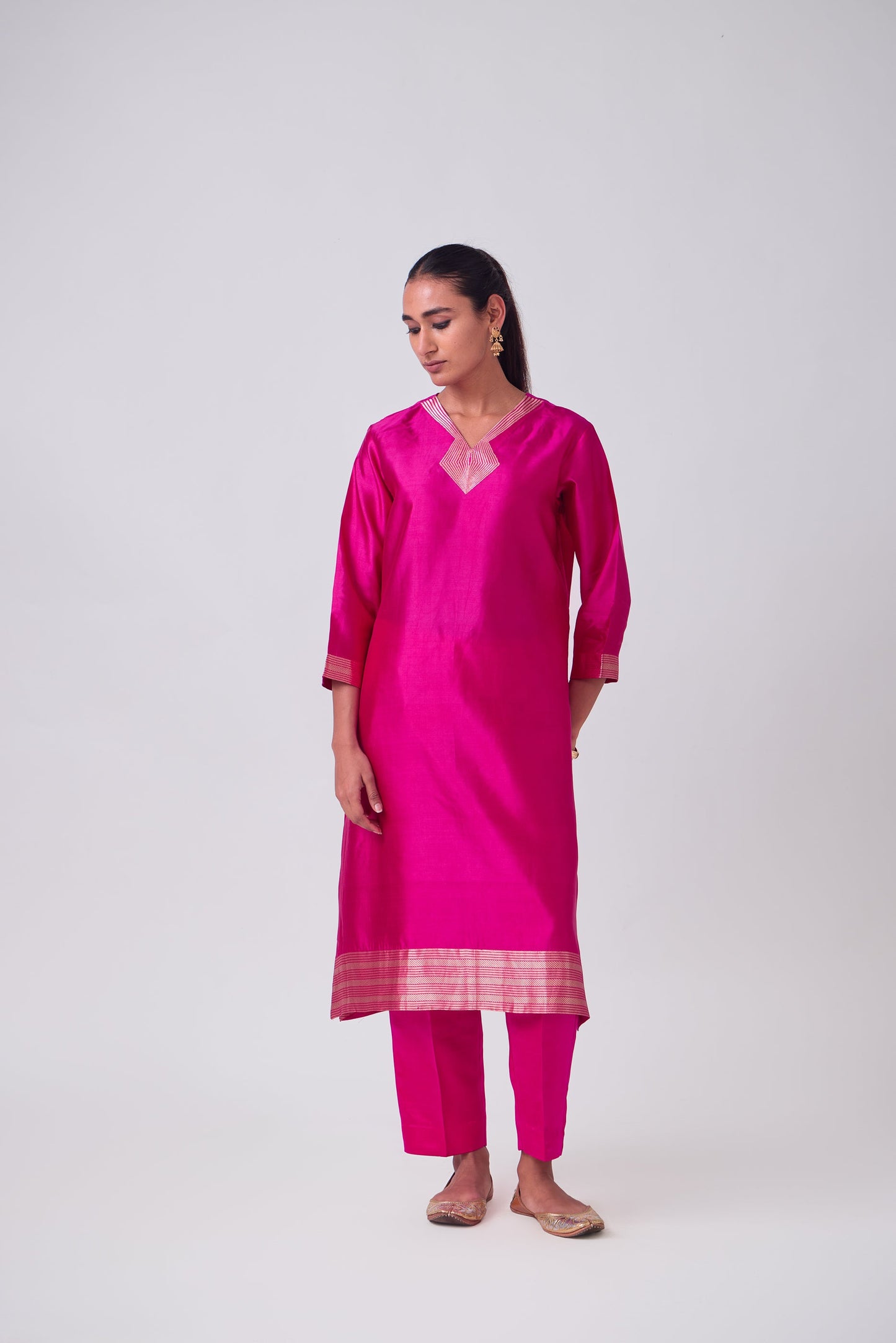 Kurta - Pink plain kurta set
