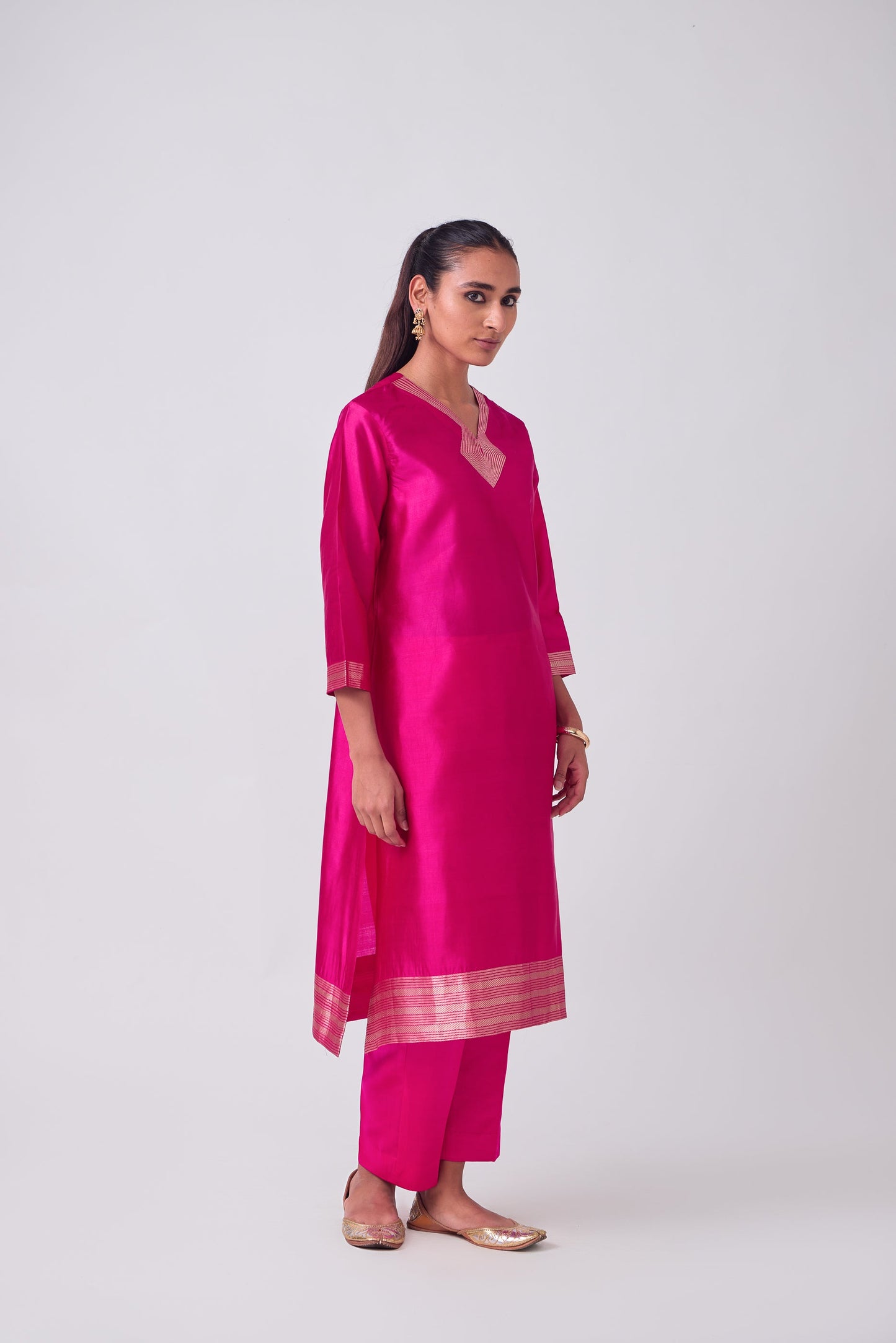 Kurta - Pink plain kurta set