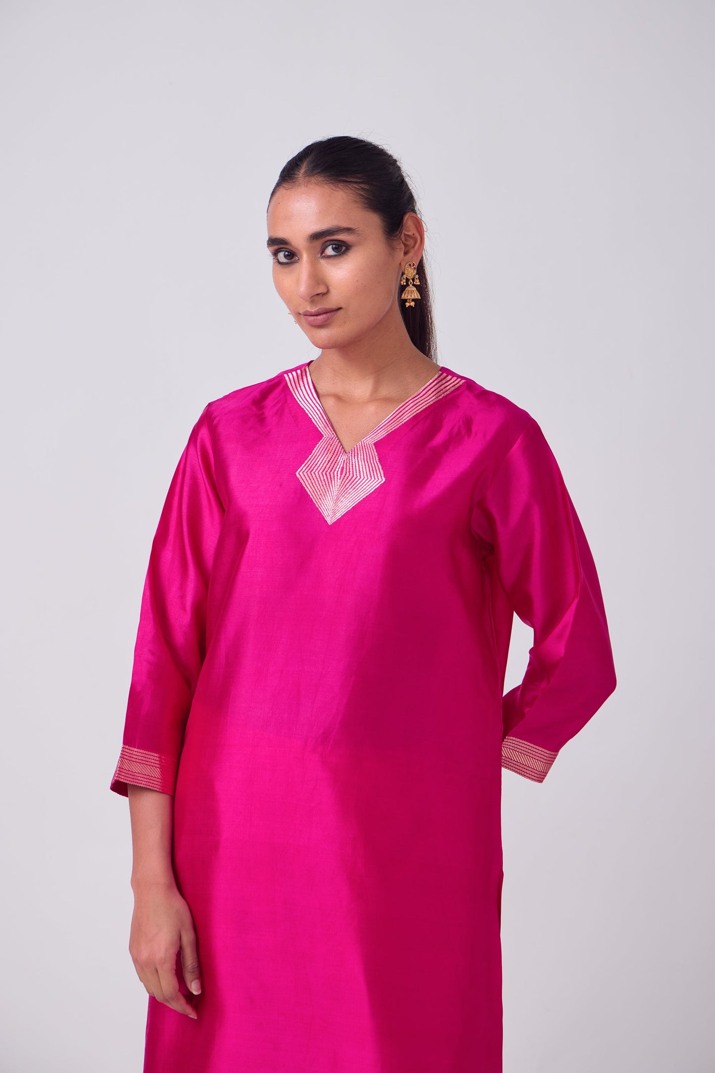 Kurta - Pink plain kurta set
