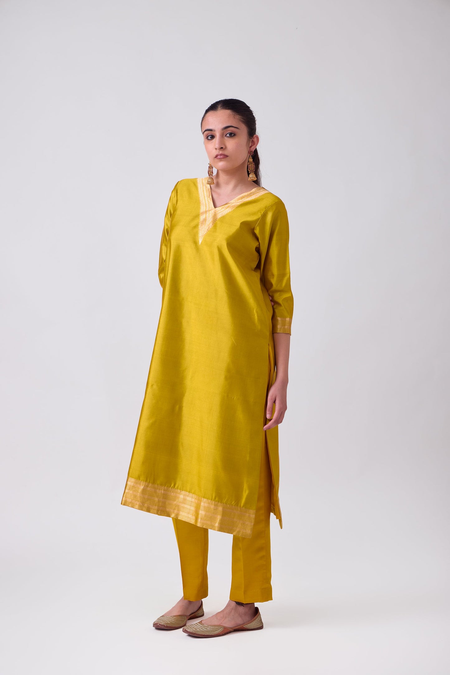 Kurta - Mustard plain kurta set