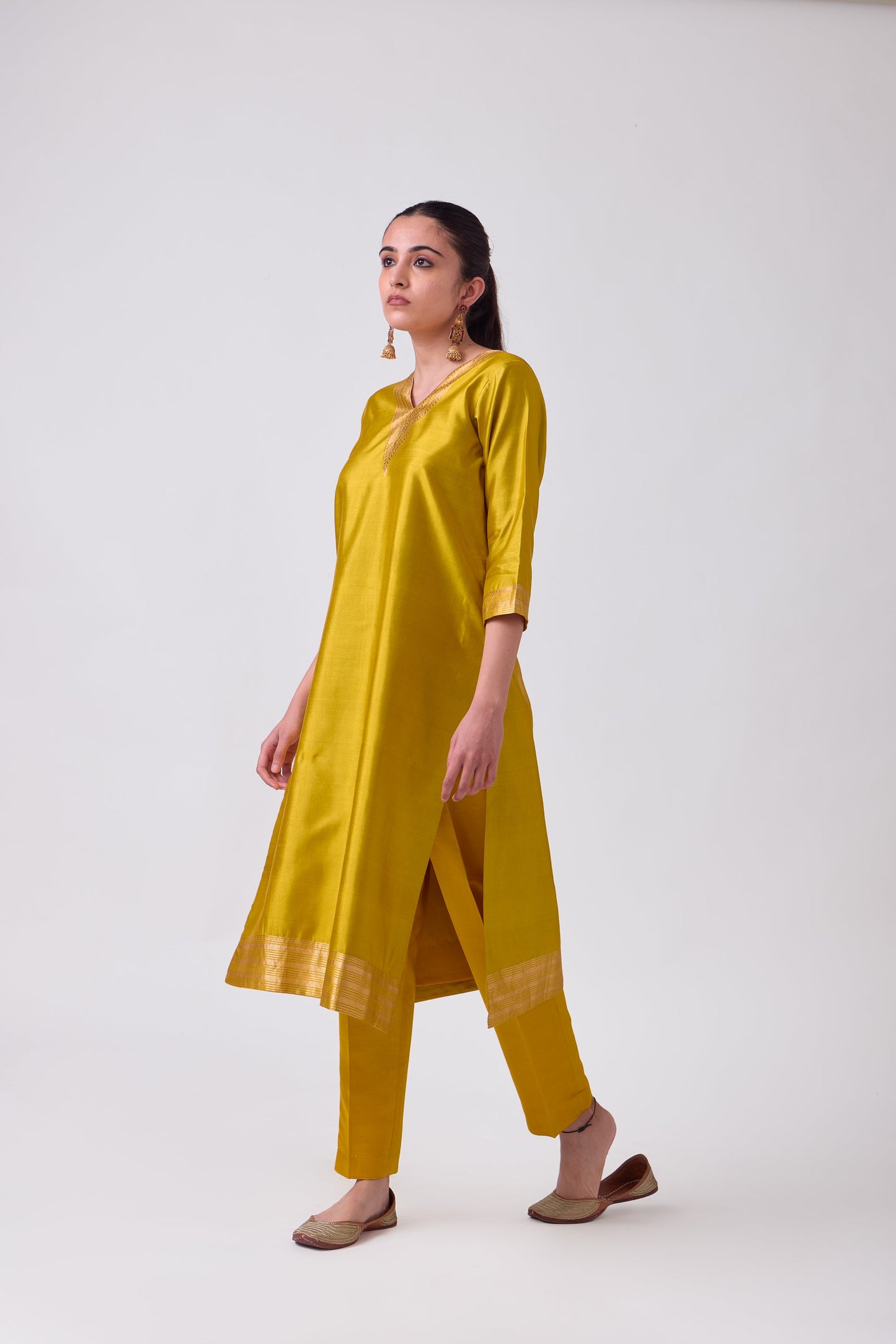 Kurta - Mustard plain kurta set