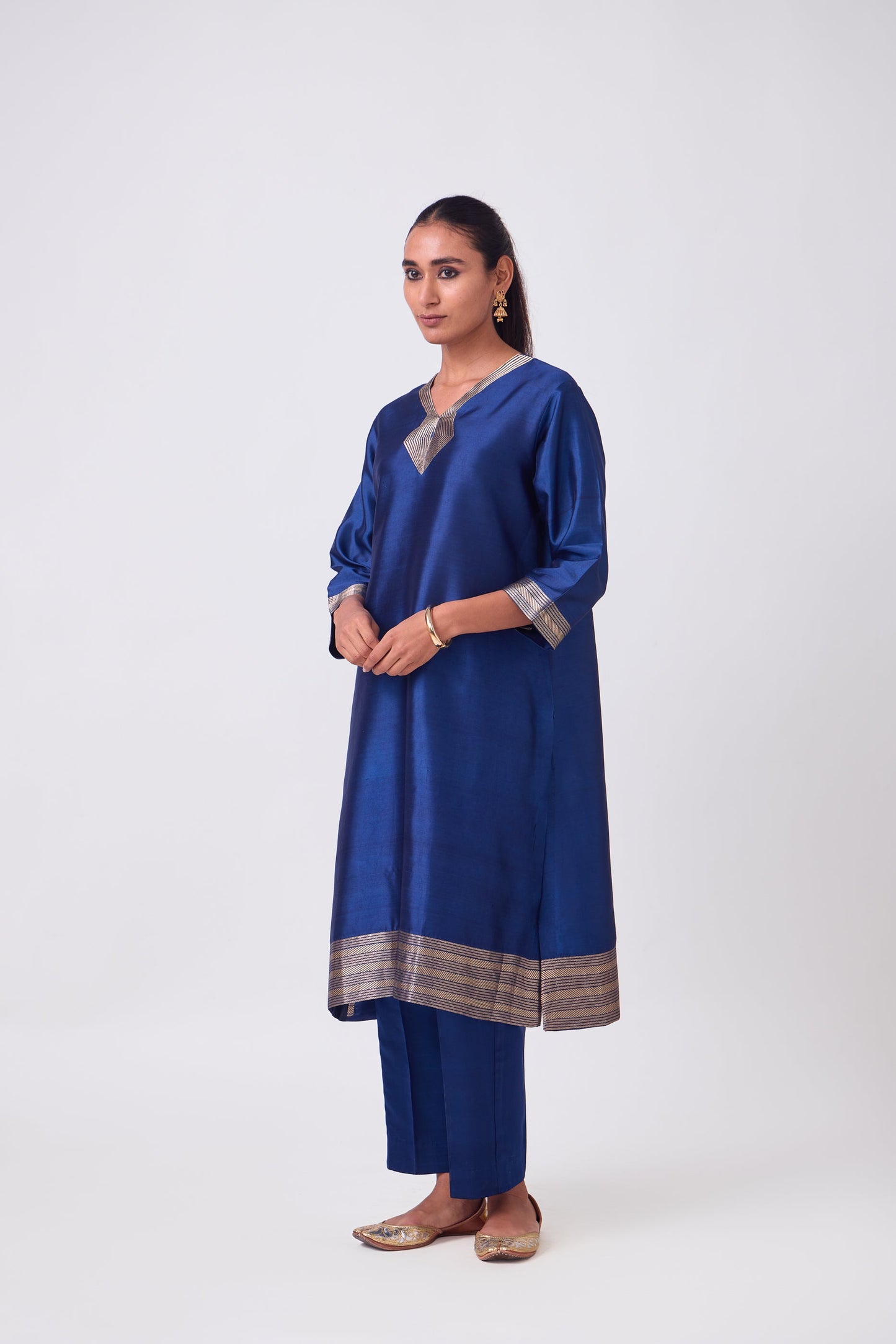 Kurta - Blue plain kurta set
