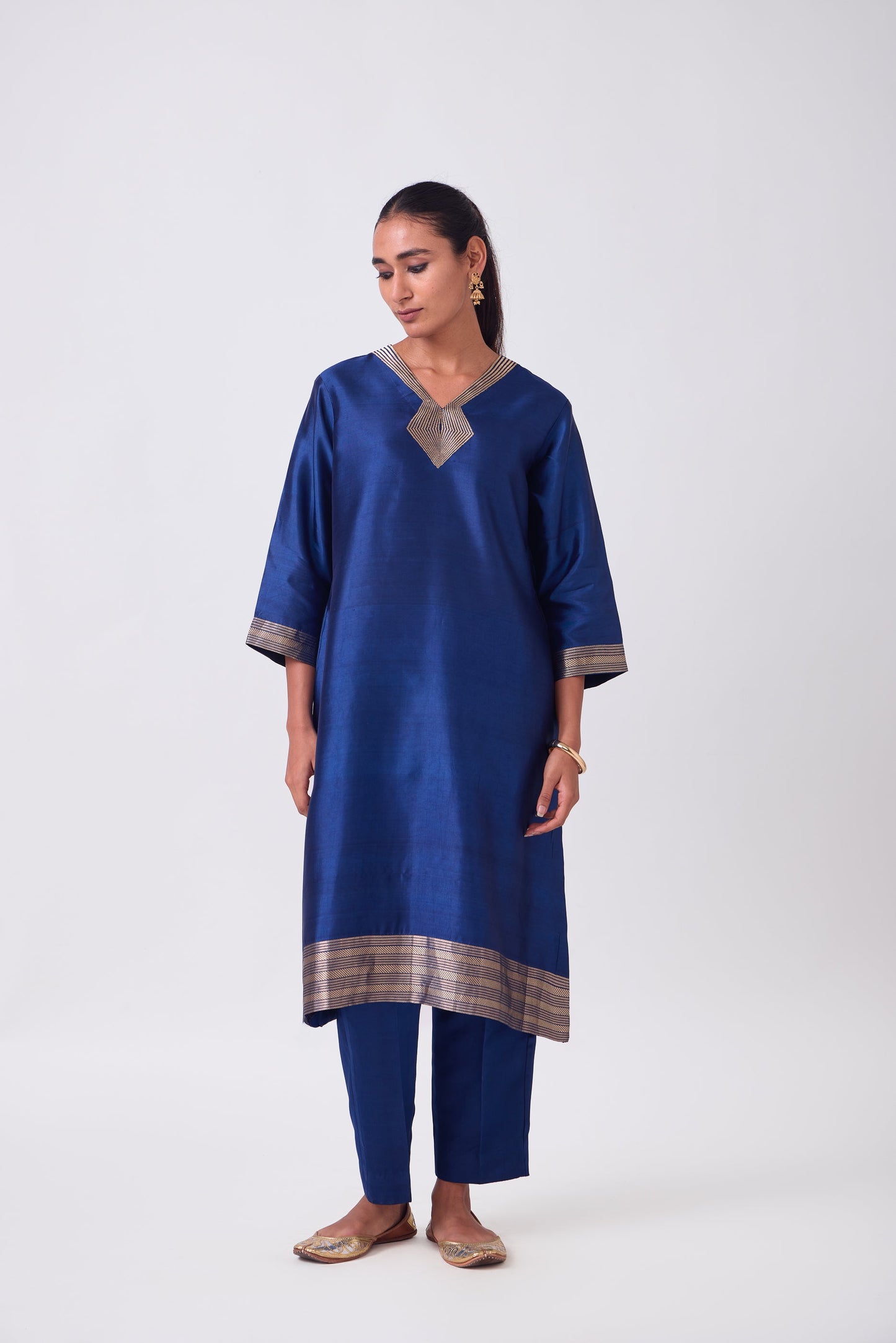 Kurta - Blue plain kurta set