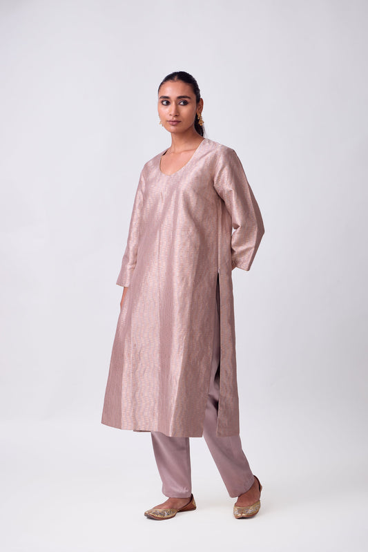 Kurta - Mauve Silk Brocade