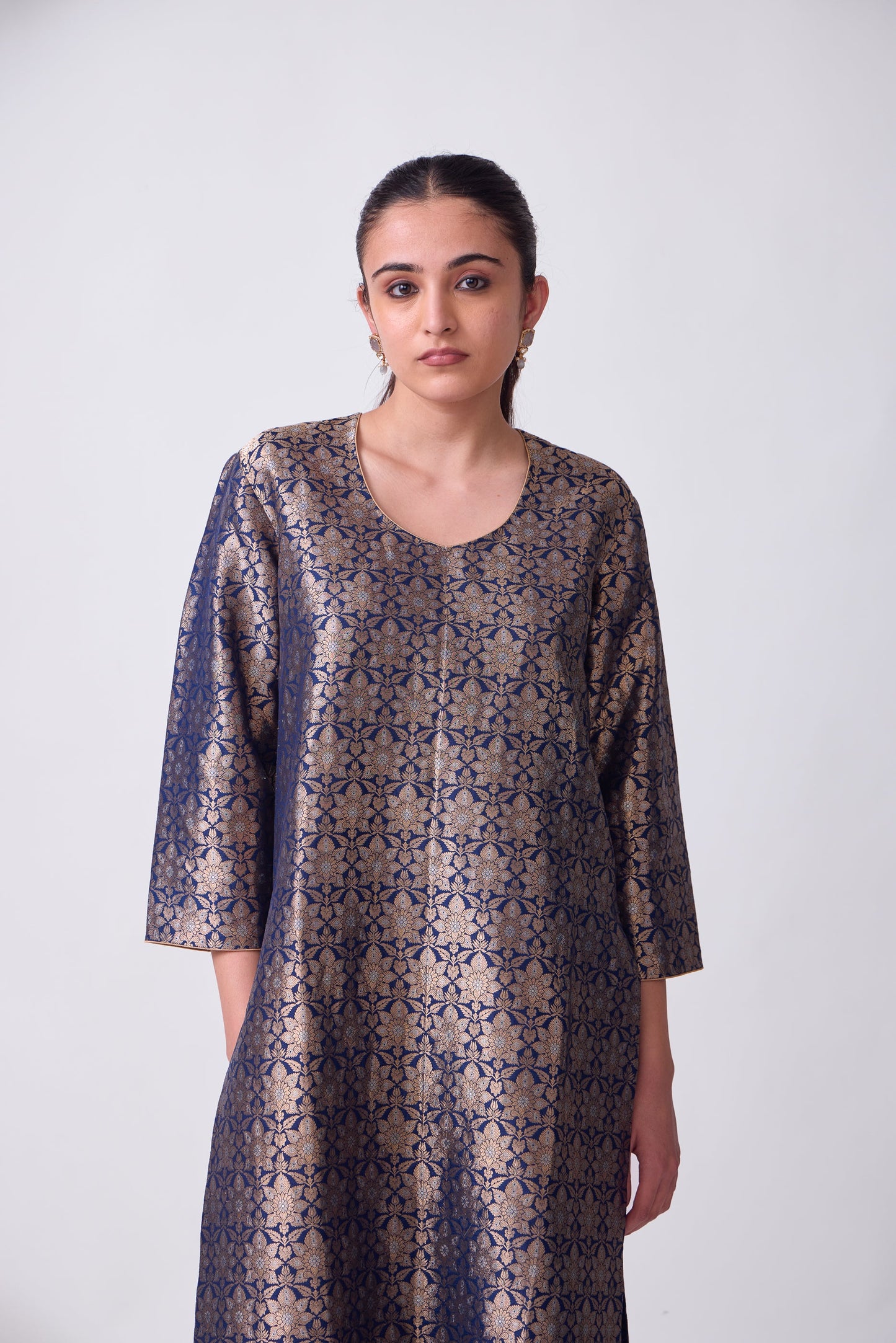 Kurta - Blue Silk Brocade
