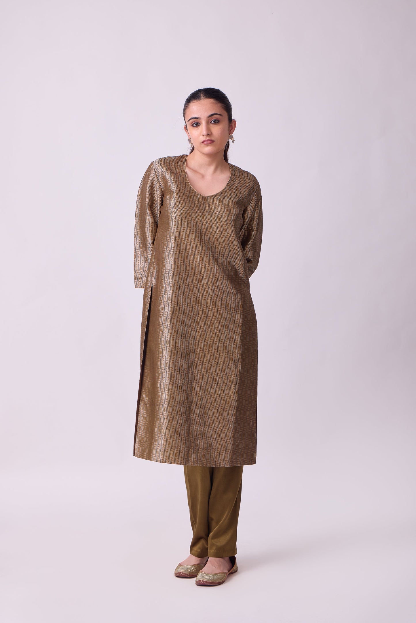 Kurta - Brown Silk Brocade